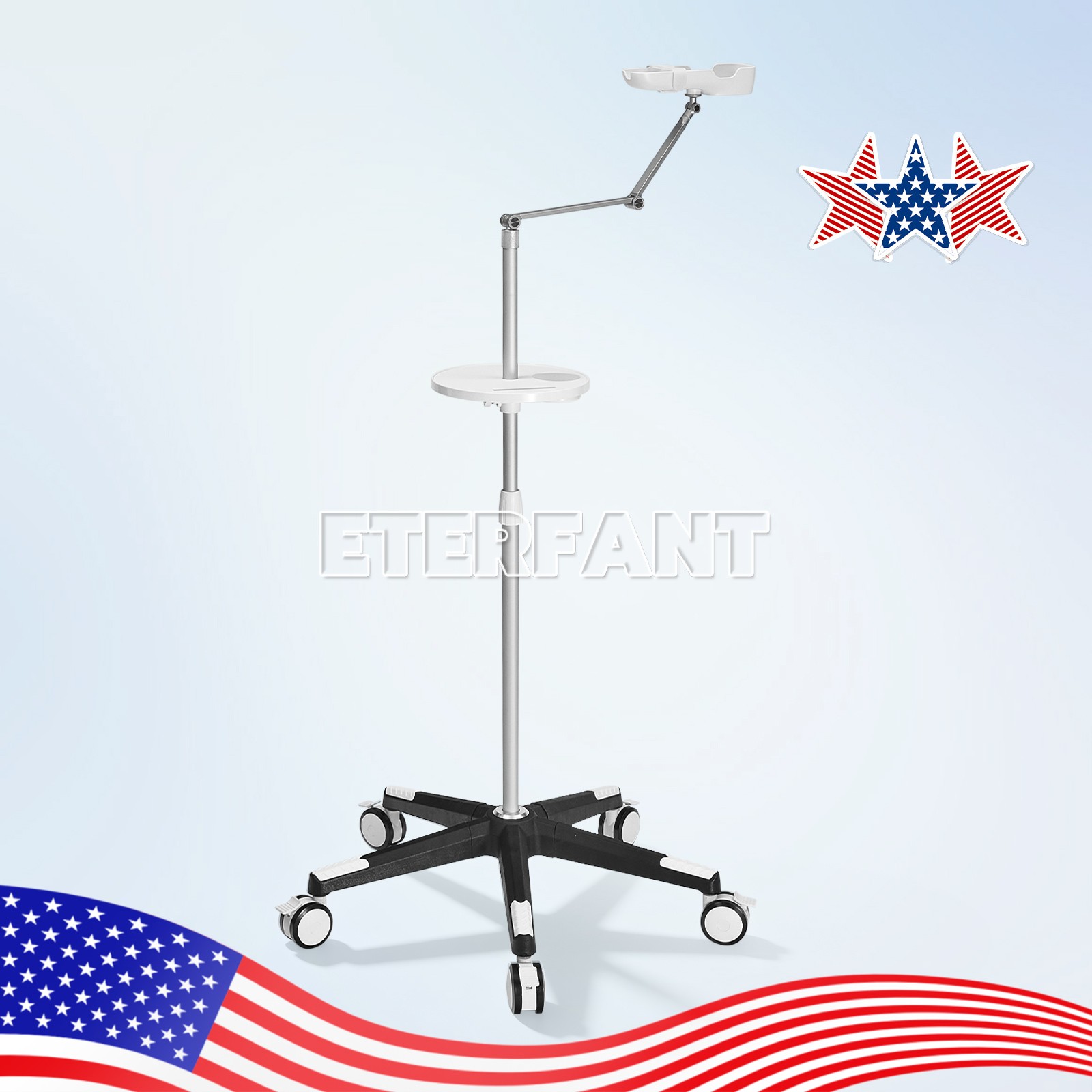 Portable Adjustable Stand Trolley 5 Wheels Rolling Cart for QV-600 Vein Finder