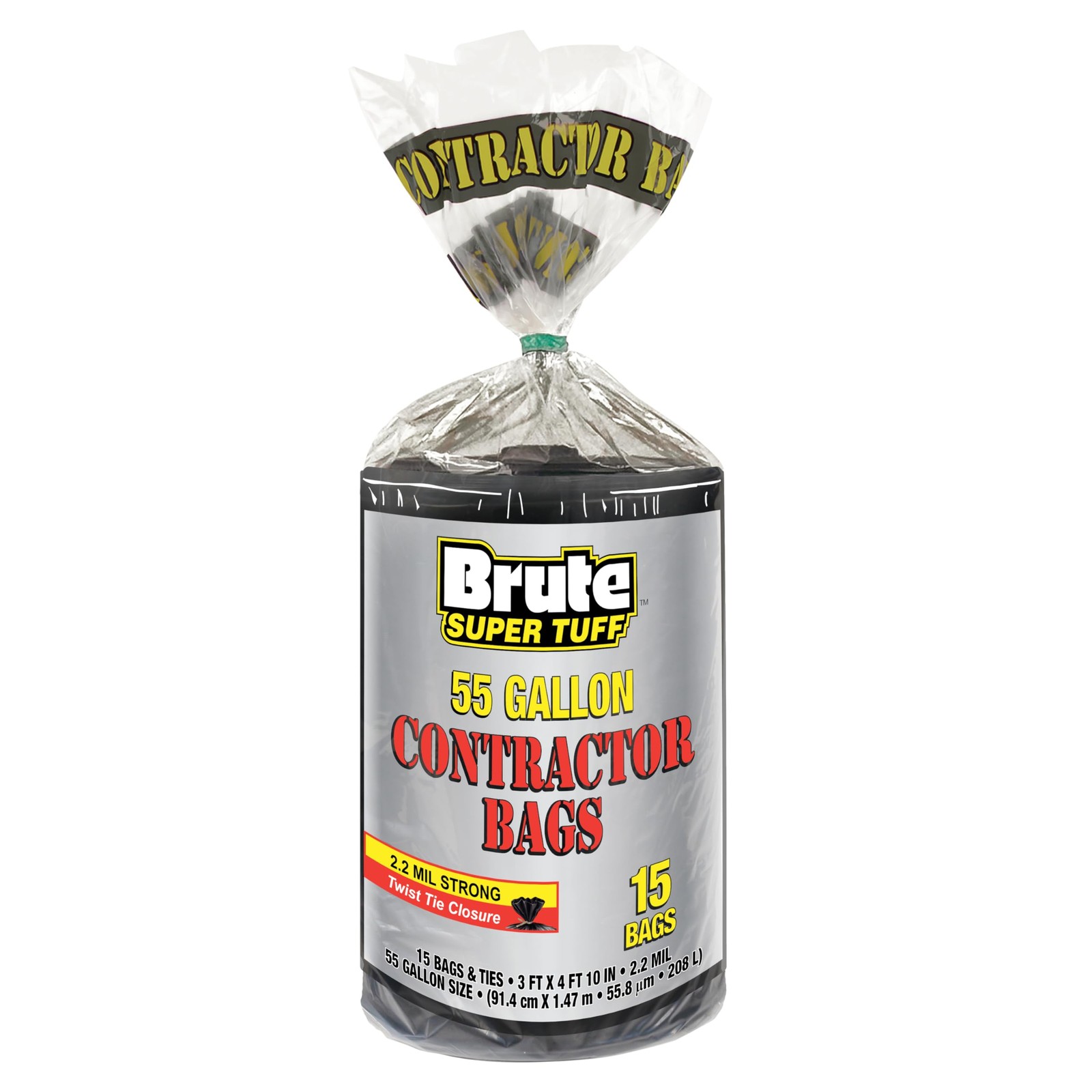 Brute Super Tuff Heavy Duty 2.2 MIL Contractor 15 Count (Pack of 1), Black