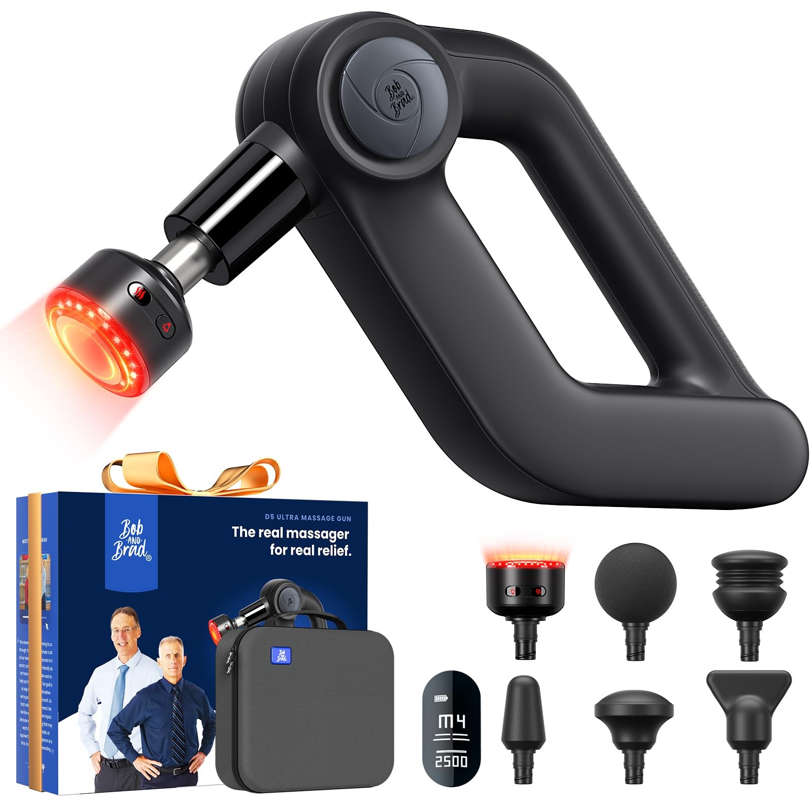 Heated Massage Gun 13mm Amplitude Red Light Infrared Deep Tissue D5 FSA-HSA BRAD