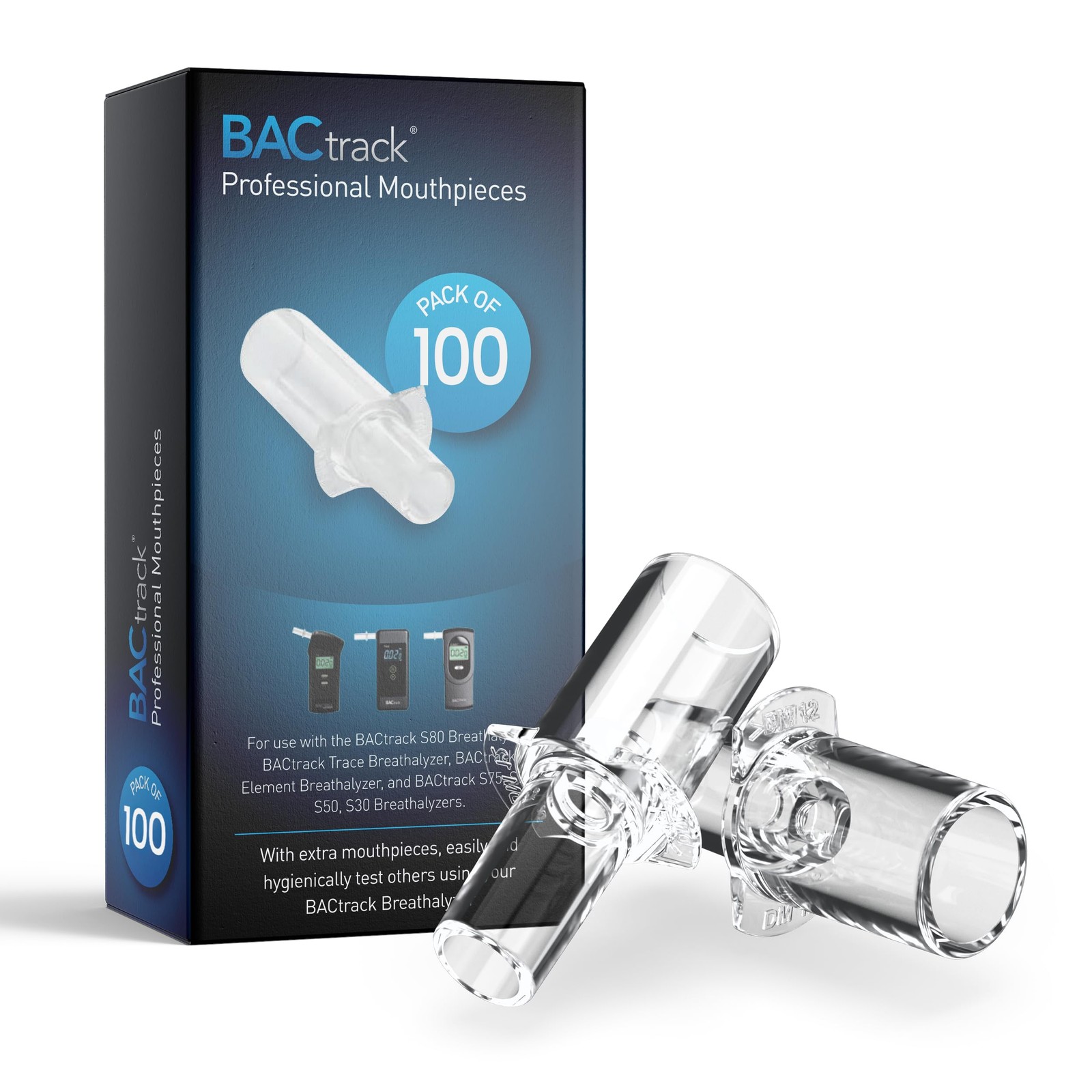 Breathalyzer Mouthpieces 100 Count Clear Replacement Tips BACtrack MPP100 Trace