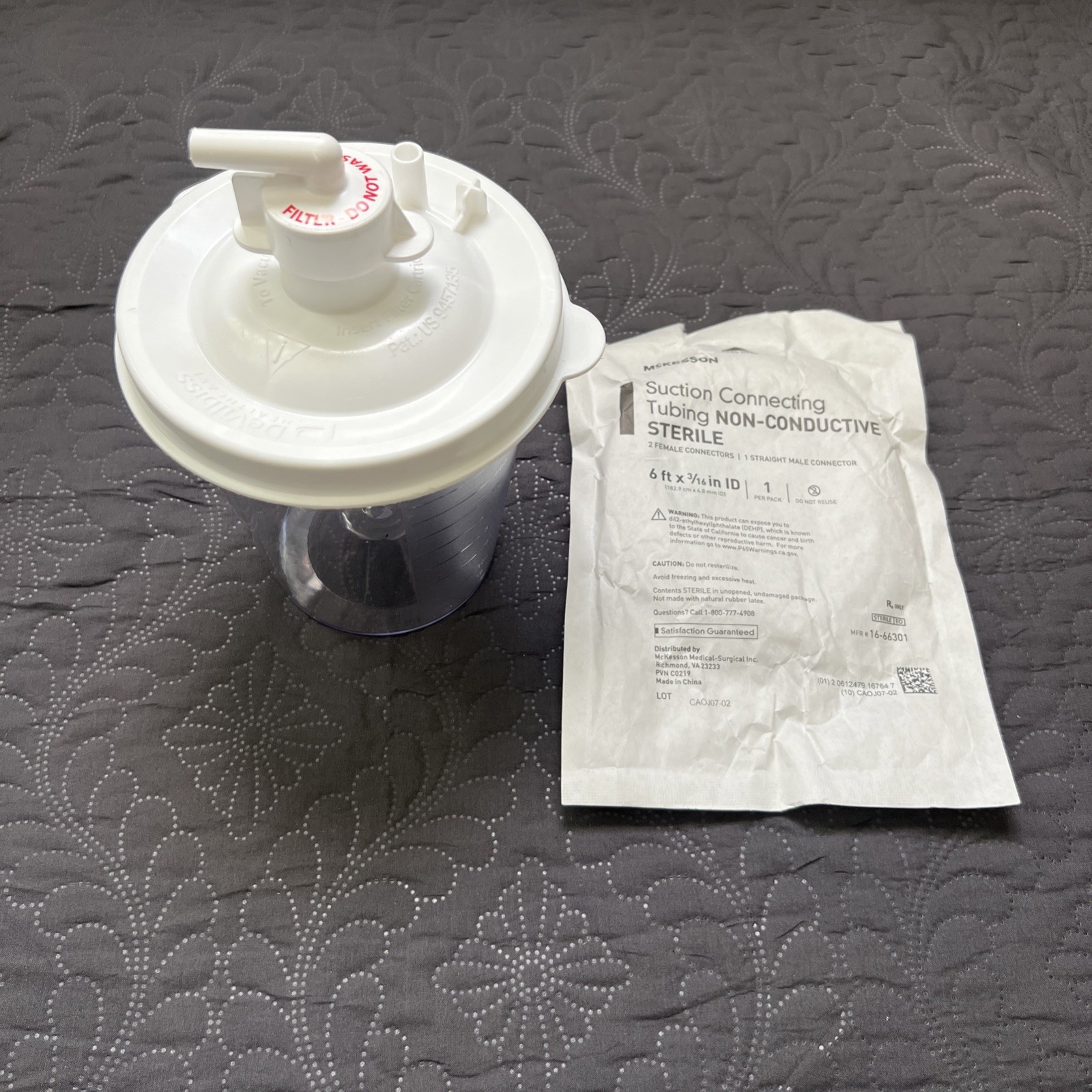 Devilbiss 800ml Canister Float Valve Shut-Off w/Mckesson Suction Tubing 16-66301