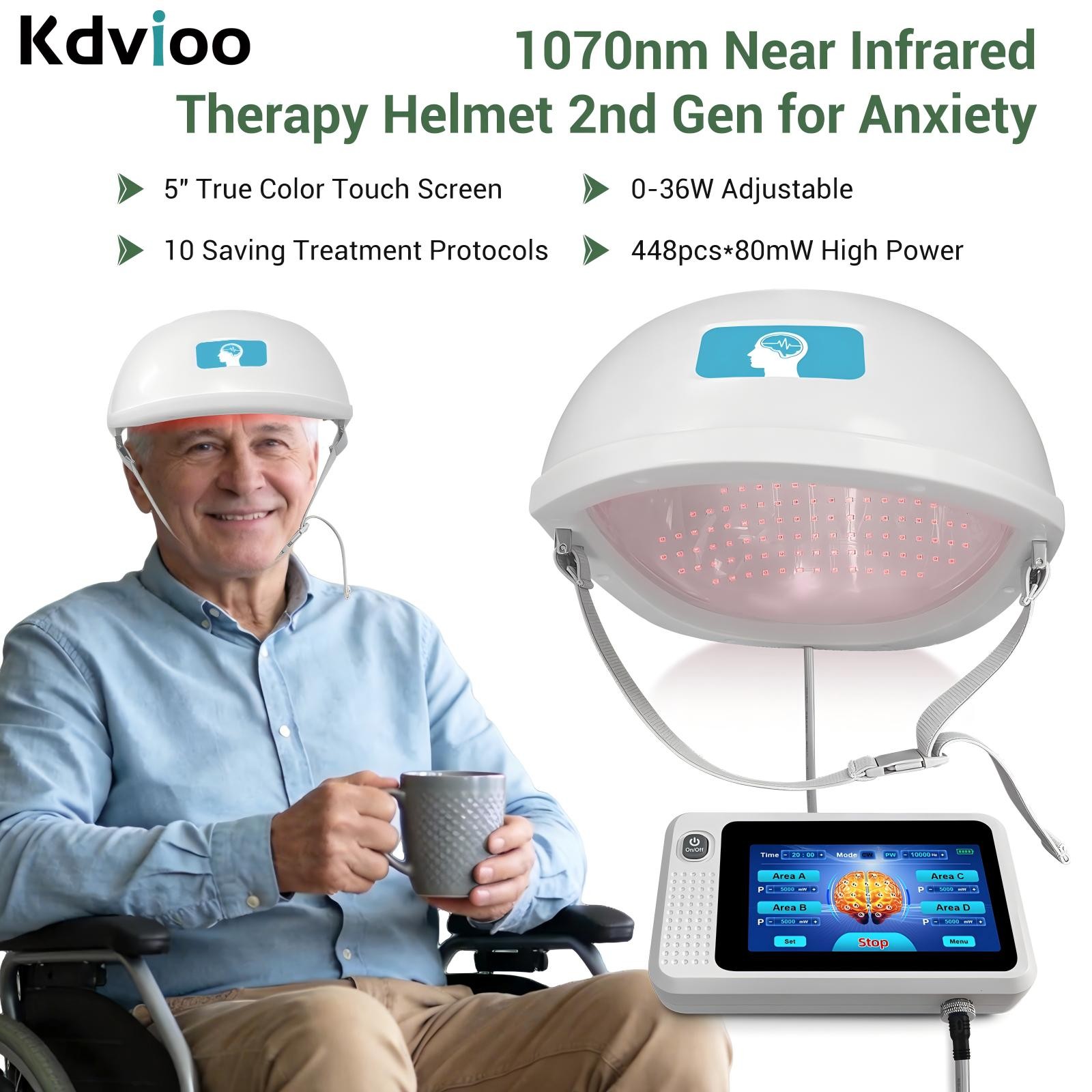 1070nm Photobiomodulation Helmet Touch Screen for Anxiety Depression Treatment