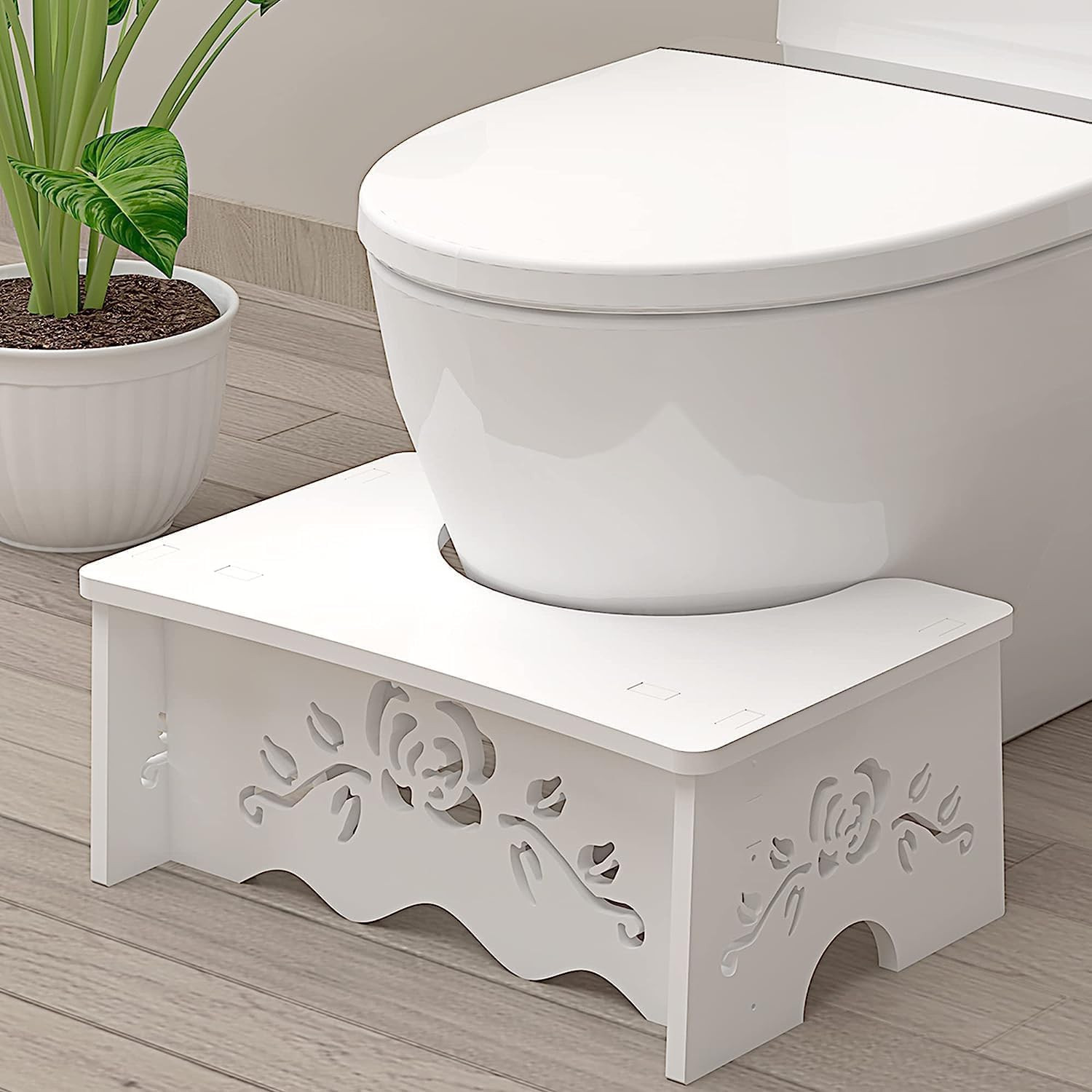 Squatting Toilet Stool – Poop Stool for Bathroom, Wood-Plastic Composite, 7 Inch