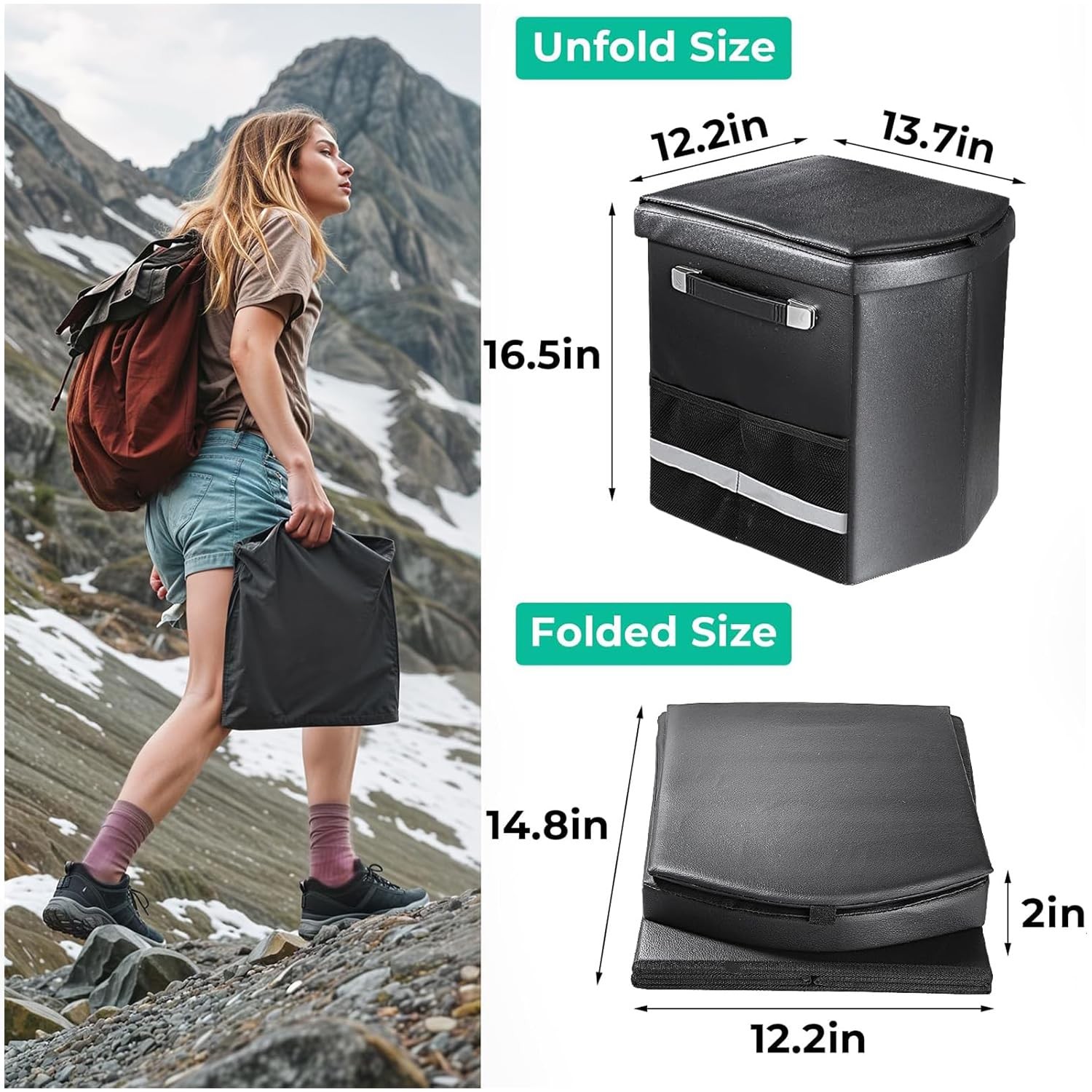 2026 Upgraded XL Portable Toilet for Adults,Tall Camping Large, Black