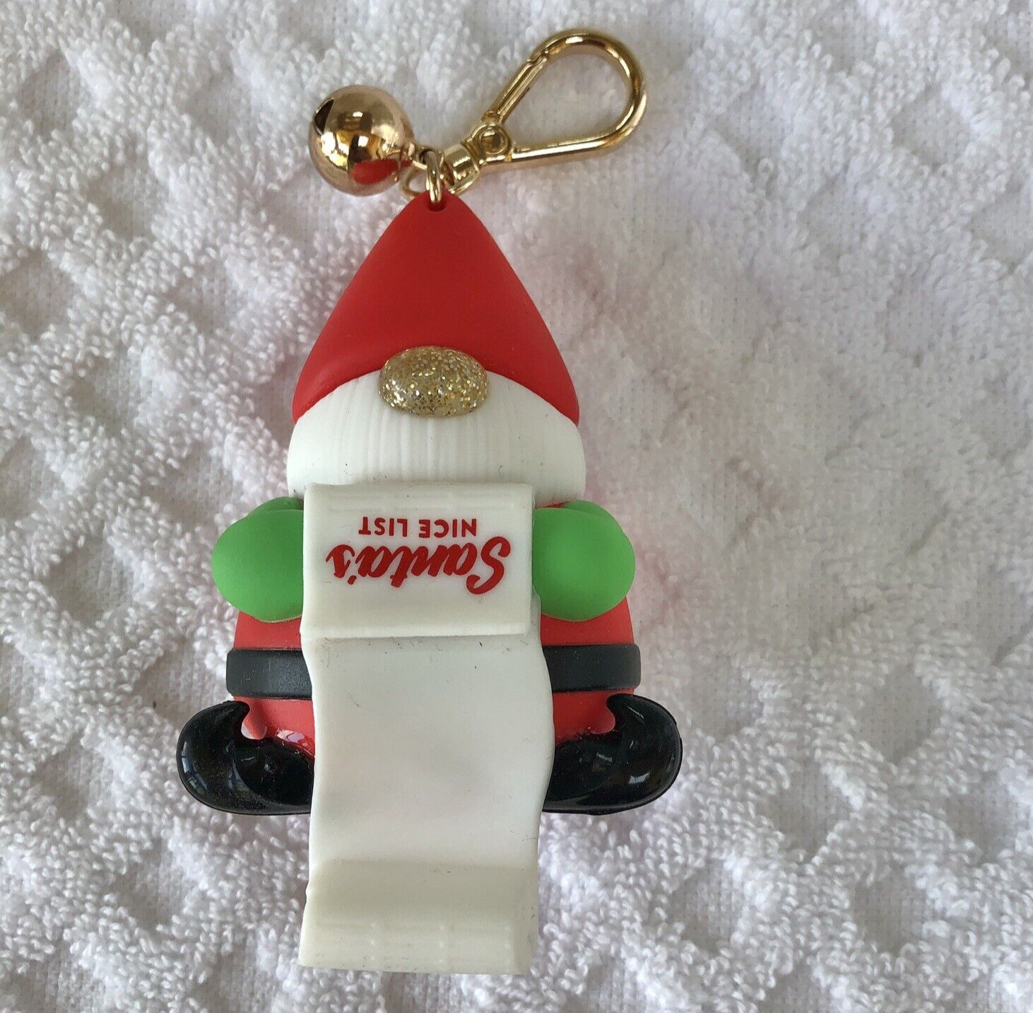Bath & Body Works Santa’s Nice List Elf Hand Sanitizer Holder Keychain Clip