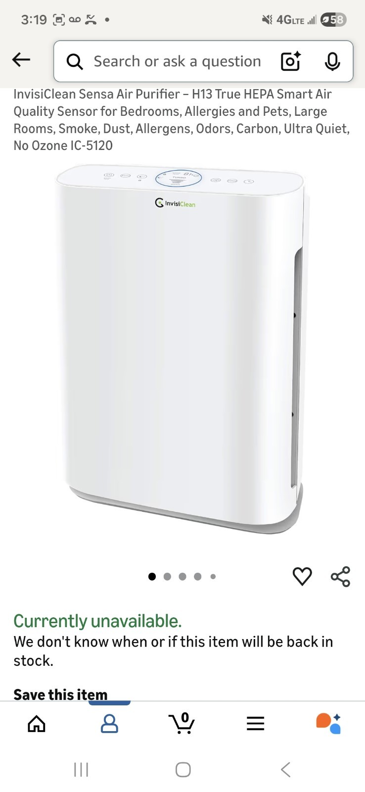 Invisiclean air purifier Large Rm Tru Hepa