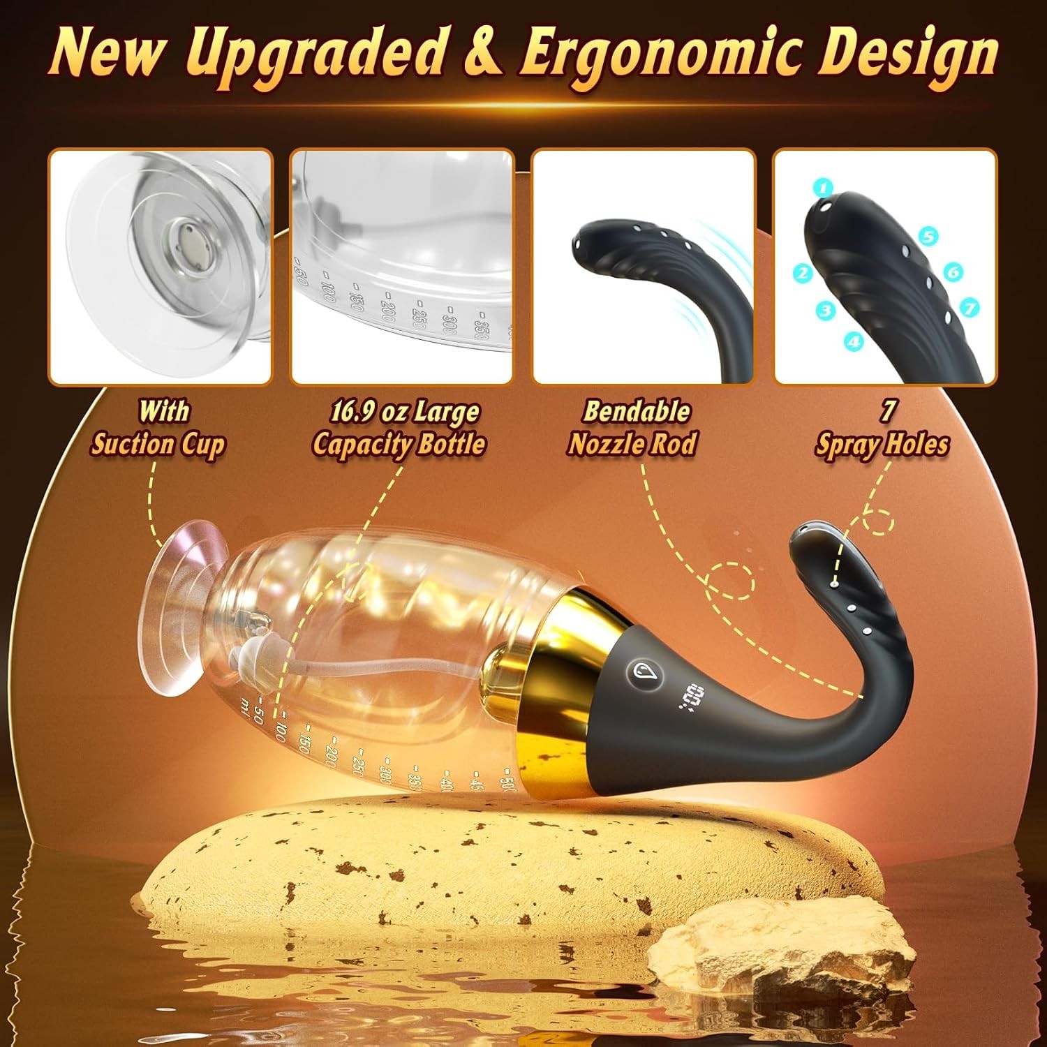 Remote Control Anal Douche Enema Kit with 7 Spray Holes for Deep Clean