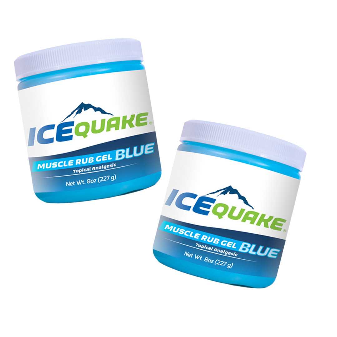 2-pak IceQuake Muscle Rub Gel 8 oz tub – fast acting relief at 7.99 per tub
