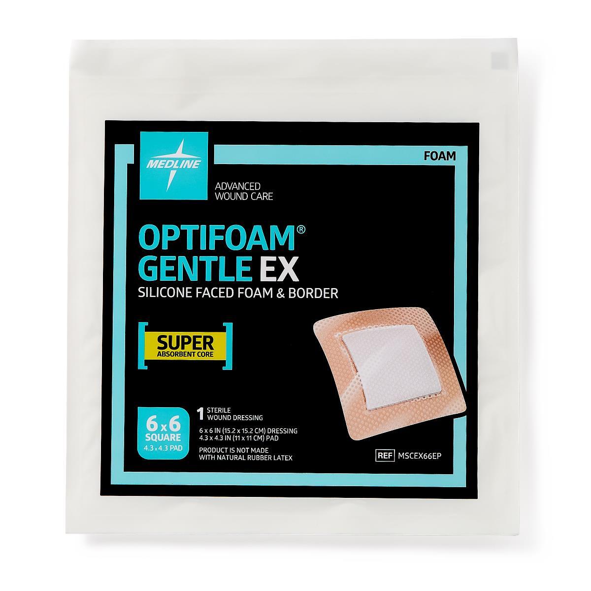 Optifoam Gentle EX Bordered Foam Dressing, 6″ x 6″, Each
