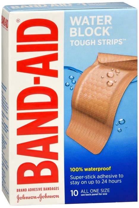 BAND-AID TOUGH STRIPS WATERPROOF EXTRA LARGE 10 CT 1.75 by 4 inches x 4 boxes
