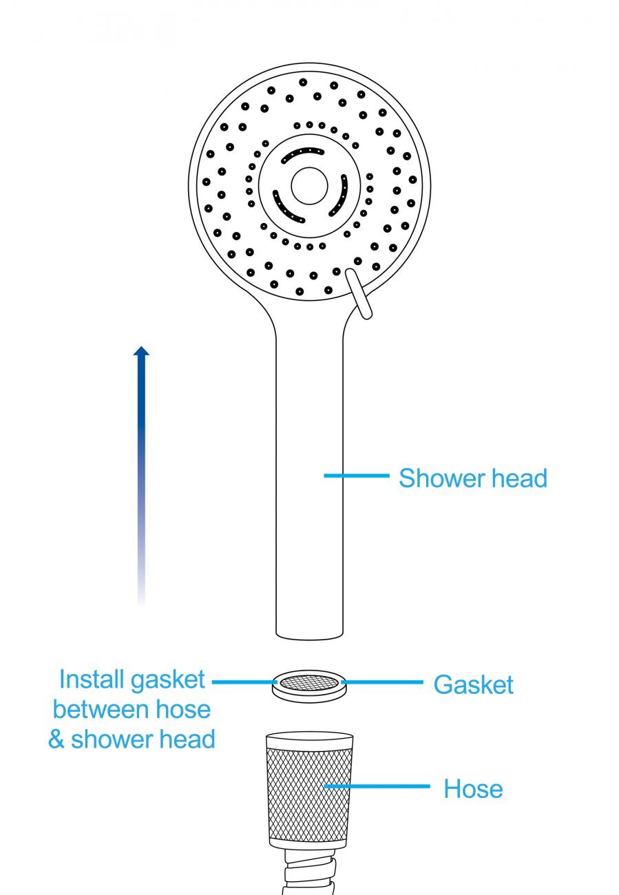 CleanStream 5 Settings Shower Head with Silicone Enema Nozzle Cleaner Silver