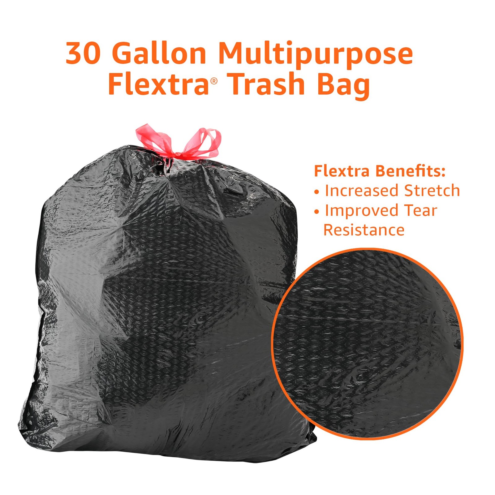 Amazon Basics Flextra Multipurpose Drawstring 50 Count (Pack of 1), Black