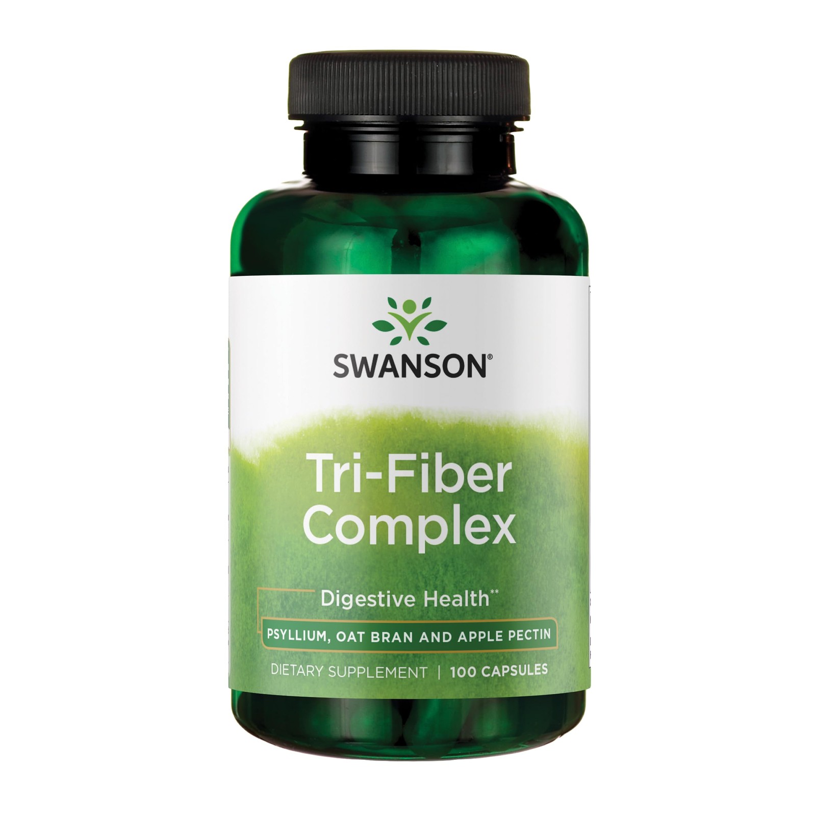 Digestive Health Supplement Tri Fiber Complex Psyllium Oat Bran 100 Capsules