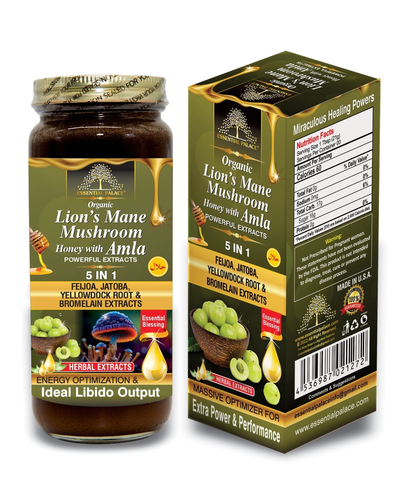 LIONS MANE MUSHROOM HONEY WITH AMLA | ESSENTIAL PALACE