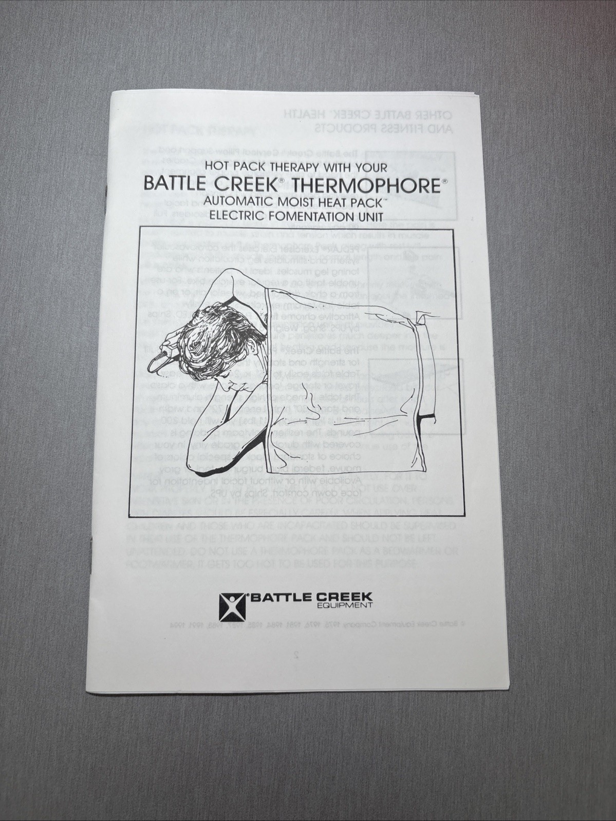 Battle Creek Thermophore Automatic Moist Heat Pack Pad 075 27.5 x 14 Vintage 80s