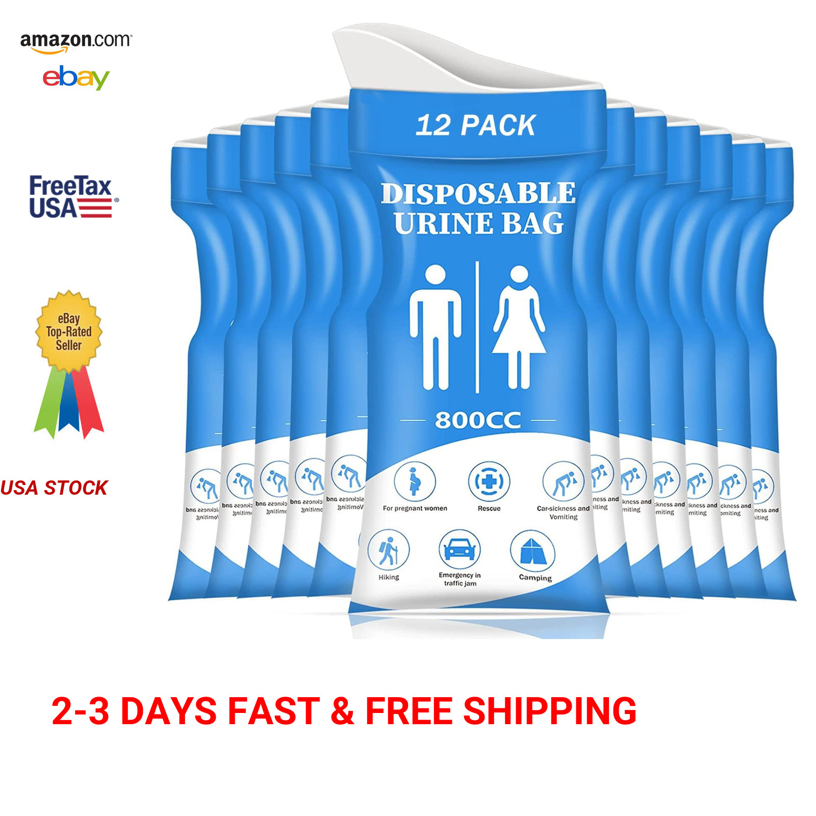 Disposable Urine Bags for Women and Men, 800ML Large Capacity, Travel, Camping