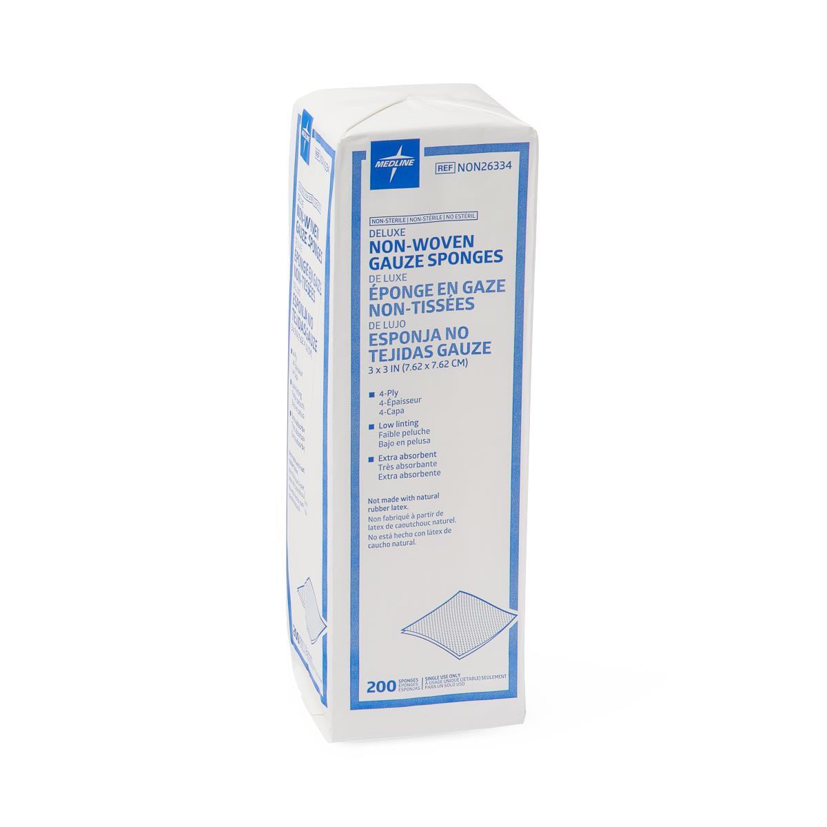 Deluxe Nonsterile Nonwoven Gauze Sponges 3″ x 3″, 4 Ply, Case