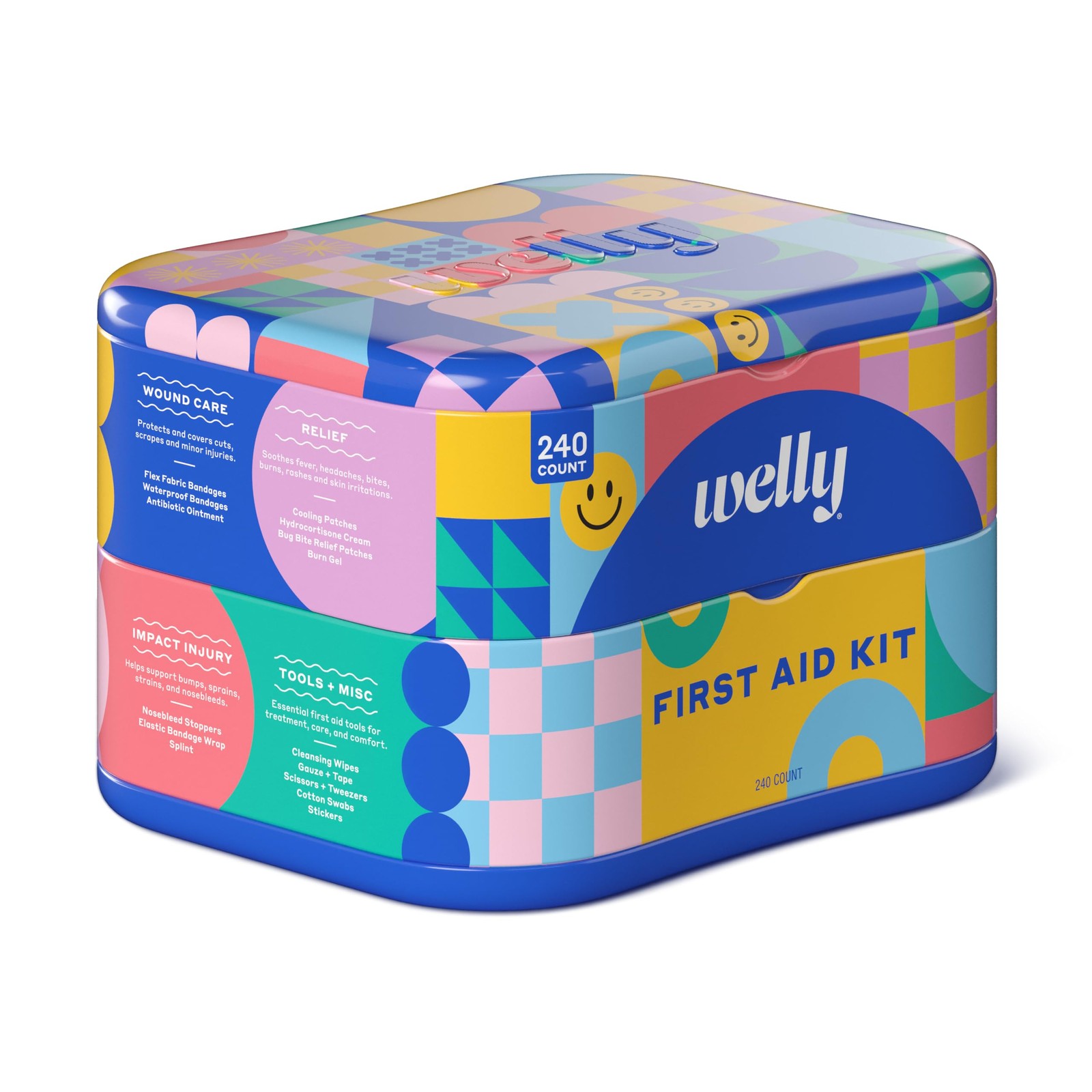 First Aid Kit 240 Pieces Adhesive Bandages Gauze Wipes Ointments Welly Eligible