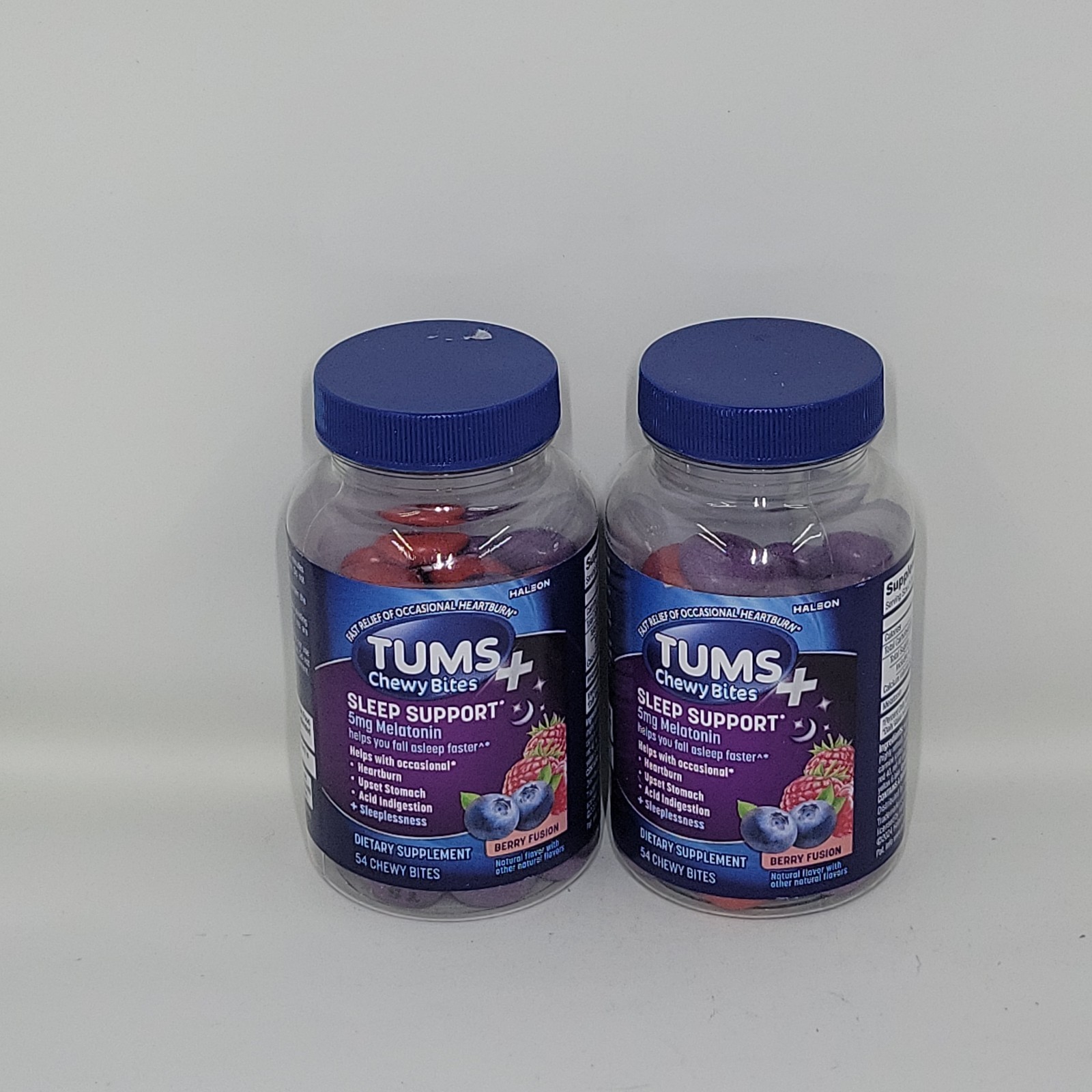 2 -TUMS Heartburn + Sleep Support Chew Berry Fusion 5mg Melatonin Exp 8/2026