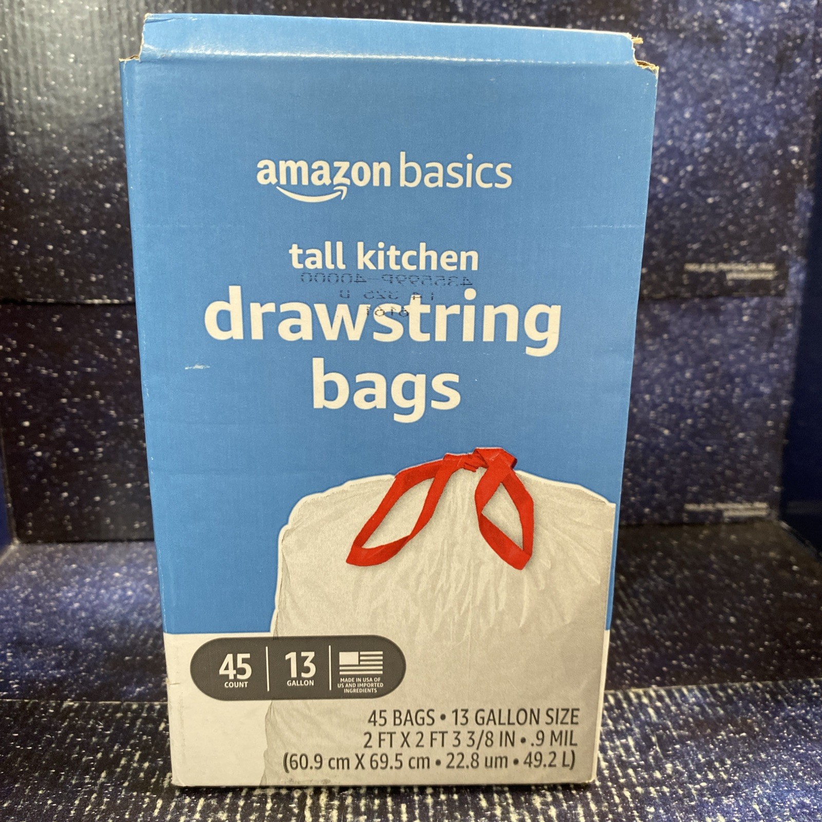 Amazon Basics Trash Bags, Tall Kitchen 45 Count (Pack of 1), White, Damaged Box