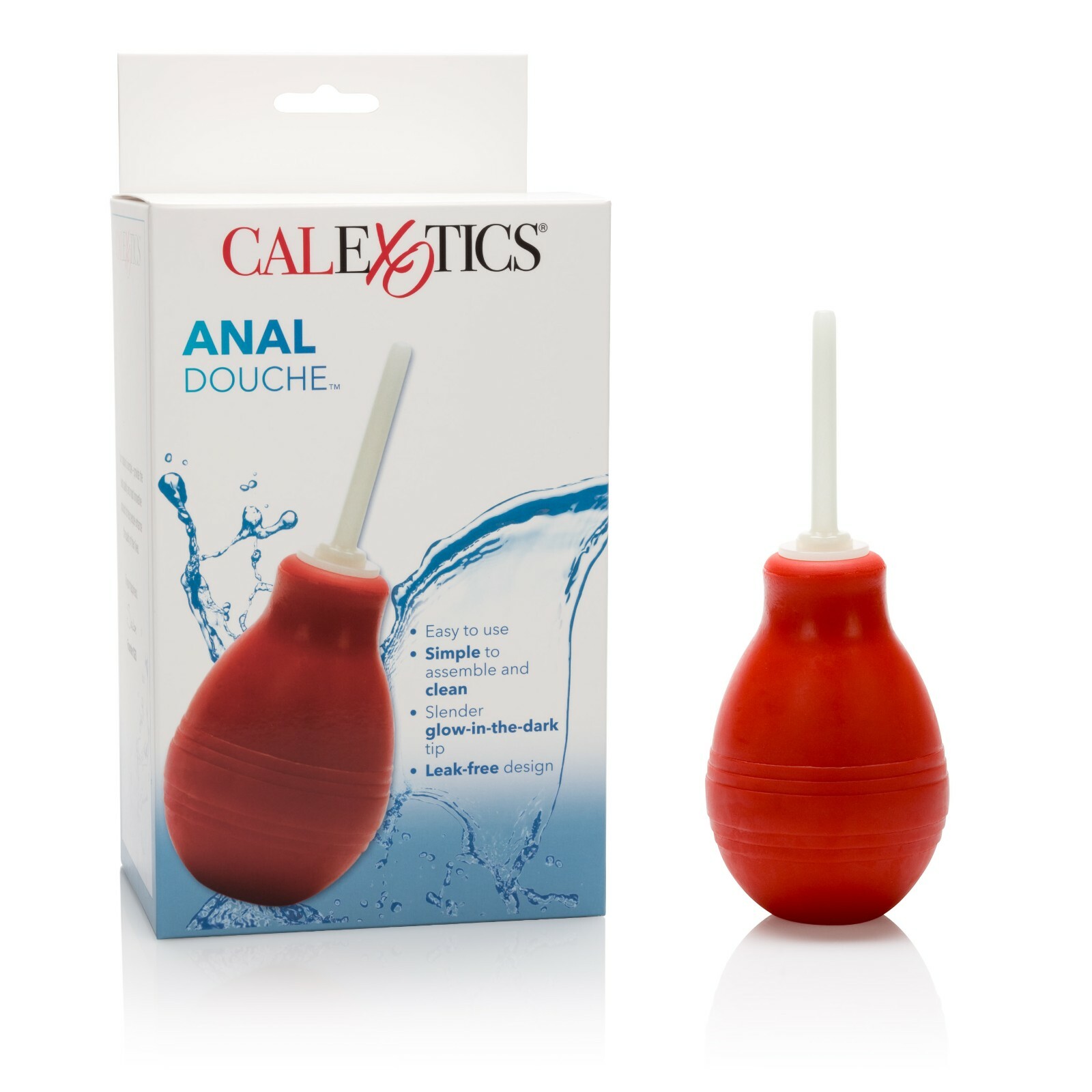 Cal Exotics Anal Douche Red – Enema Hygiene Bulb w Glow-In-the-Dark Applicator