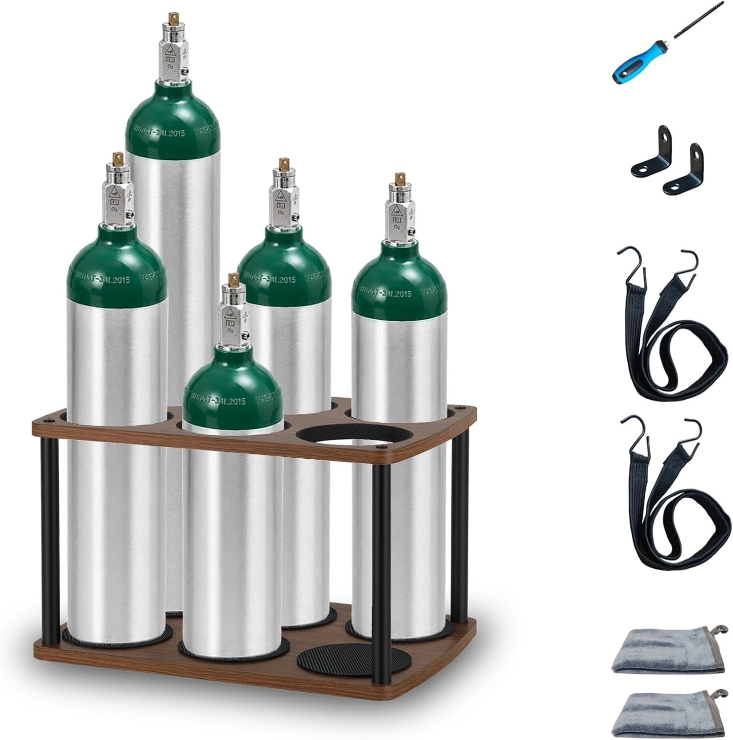 Oxygen Tank Holder for E, D, M9/C Size Cylinders Heavy Duty Holds 6