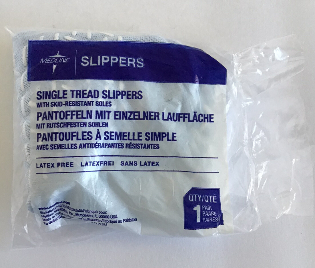 Medline Single Tread Blue Slippers Socks Skid Resistant Latex Free One Size