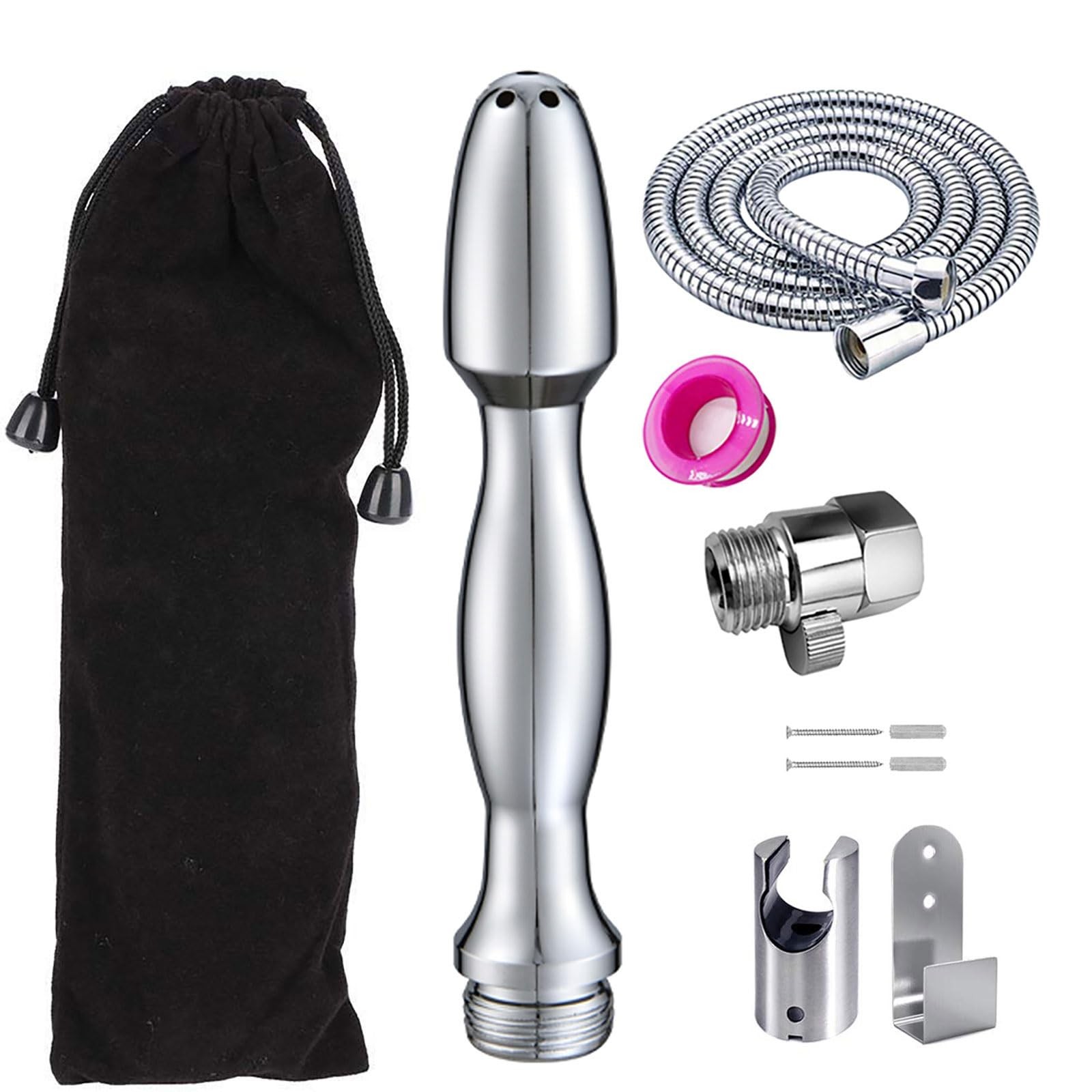 Shower Douche Enema Kit,7 Holes Deep Shower Douche Cleaning System with Hooks,Re