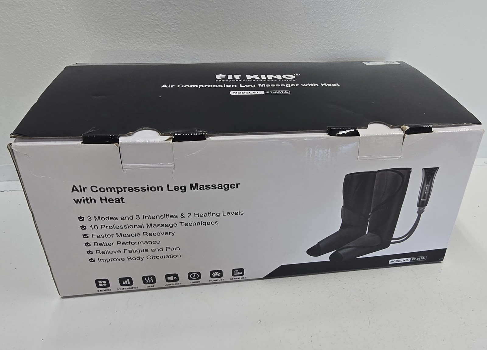 Fit King Air Compression Leg Massager with Heat Therapy Circulation Recovery