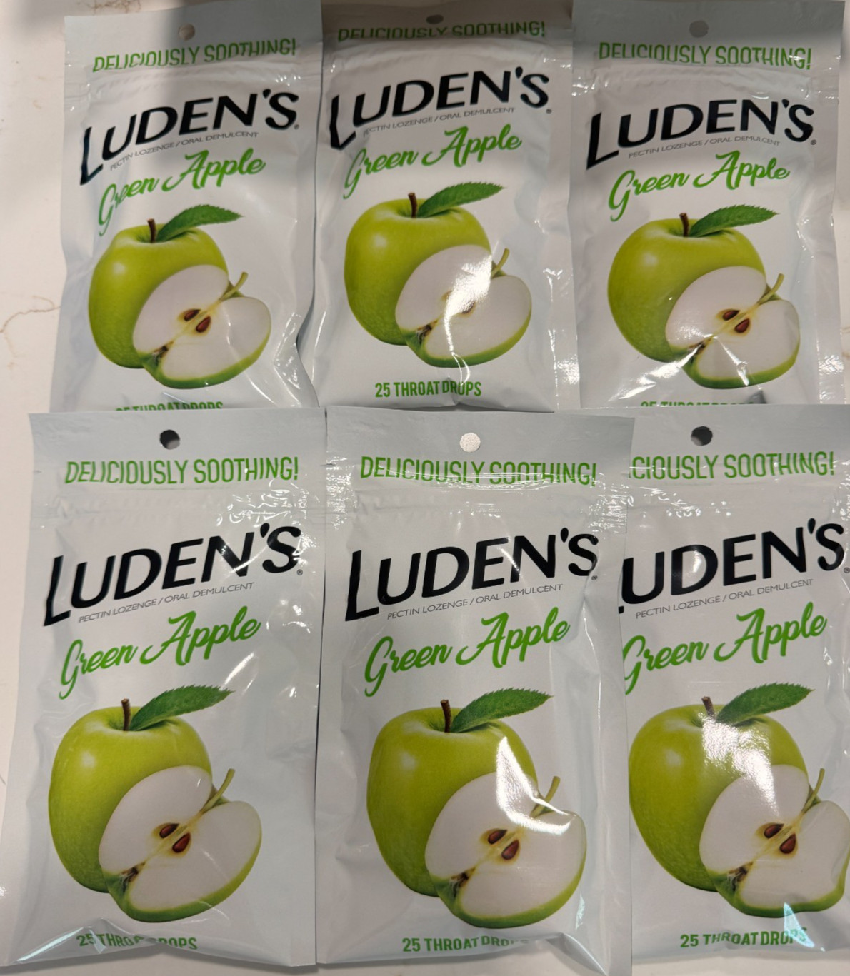 6 Bags Luden’s Green Apple Flavor Throat Drops 25 Count- Exp 9/25 SEALED Ludens
