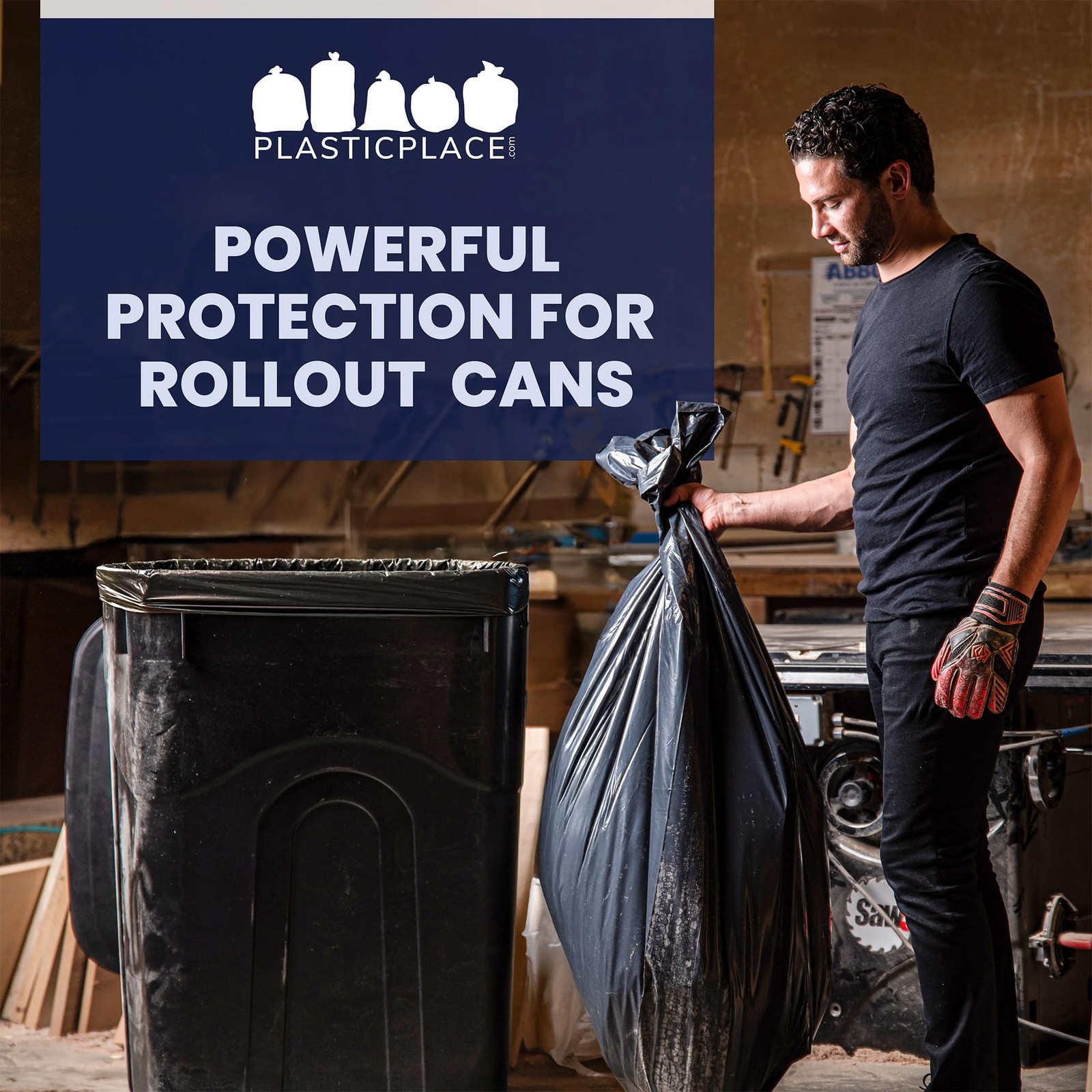 Plasticplace 64-65 Gallon Black Trash Bags, Heavy 1 Count (Pack of 25),