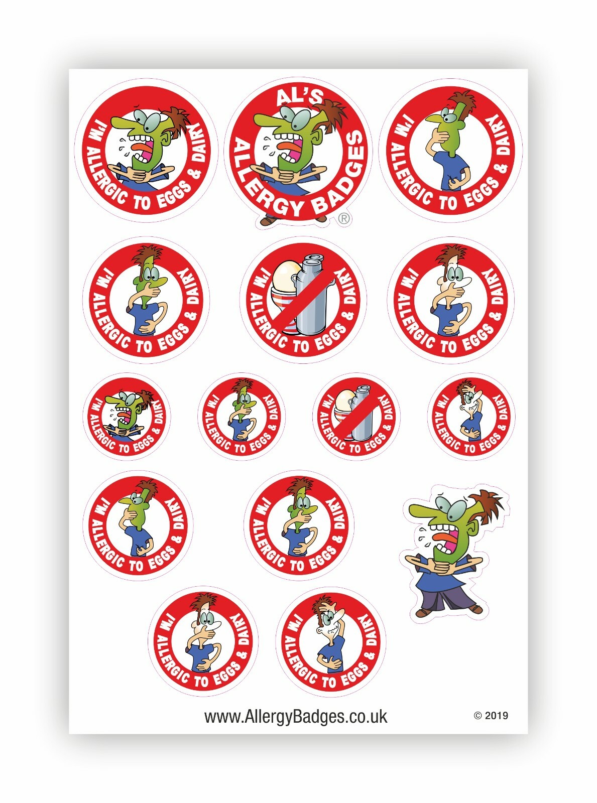Egg & Dairy Allergy Pin Badges Also Sewon Patches & Stickers Allergic Eggs/Dairy