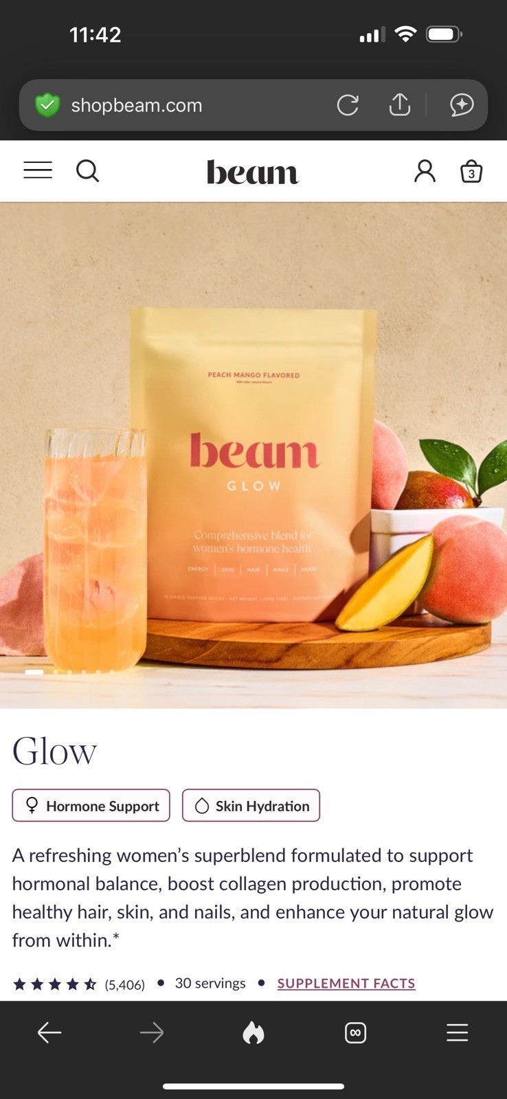 Beam Glow Peach Mango/ 3 Bags