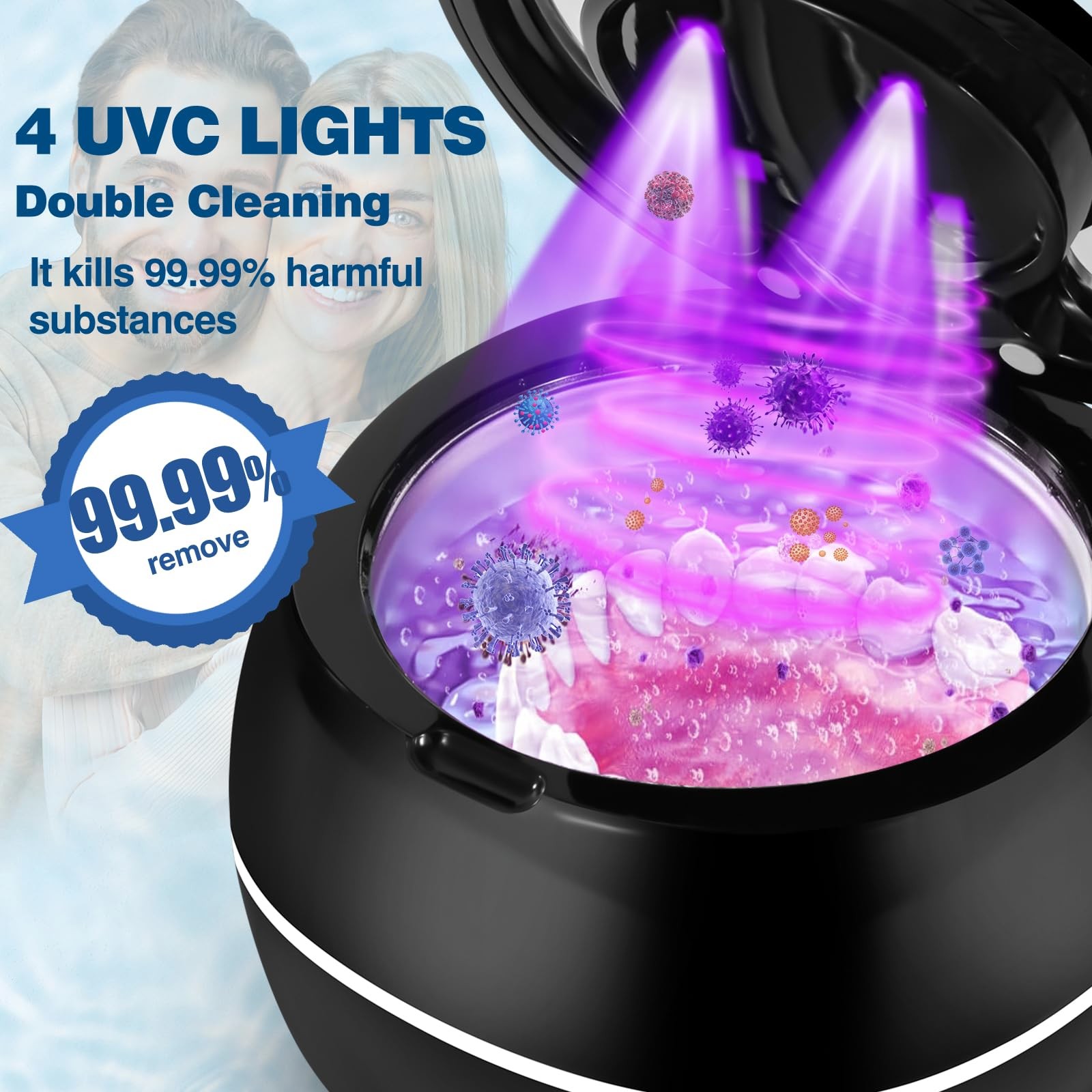Ultrasonic Retainer Cleaner Machine – Professional 42KHz Dental Black