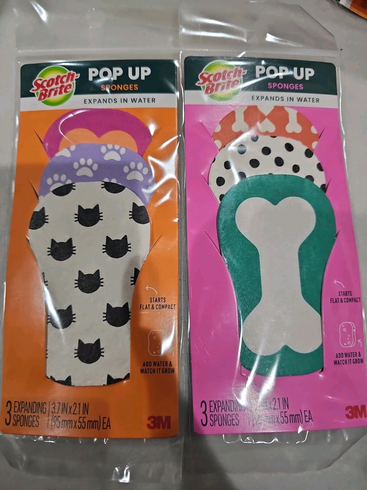 10pk Scotch Brite Cat & Dog Pop Up Non Scratch Sponges 3 Pack Expands 🔵