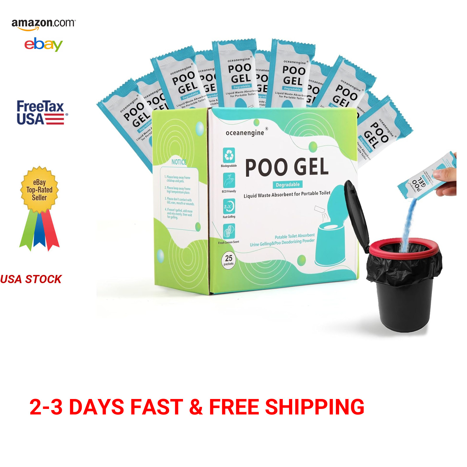 Portable Toilet Absorbent Gel Powder for Camping RV Hiking Portable Toilet Waste