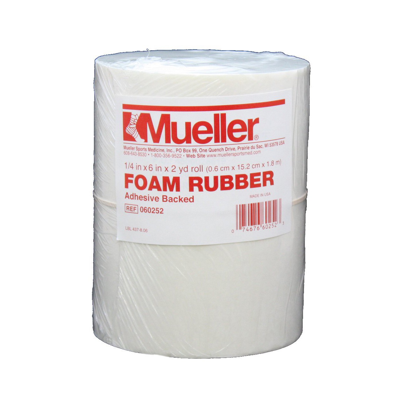 Mueller Adhesive Backed Foam Rubber [Single-Sided, Open Cell]: 6 in. x 6 ft. x 1