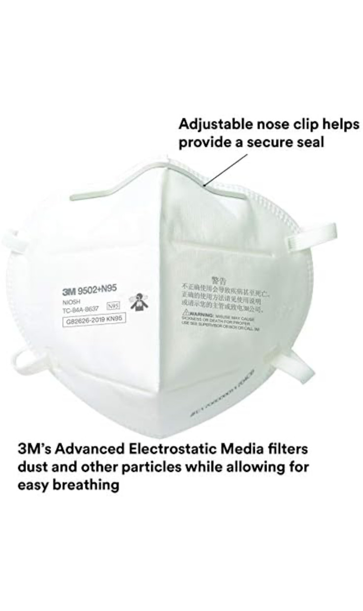 3M 9502+ KN95 Particulate Respirators – Pack of 50
