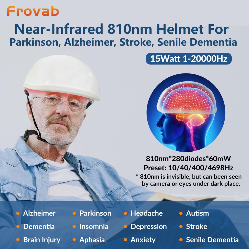 810nm NIR Photobiomodulation Brain Helmet for Depression Anxiety Insomnia Stroke