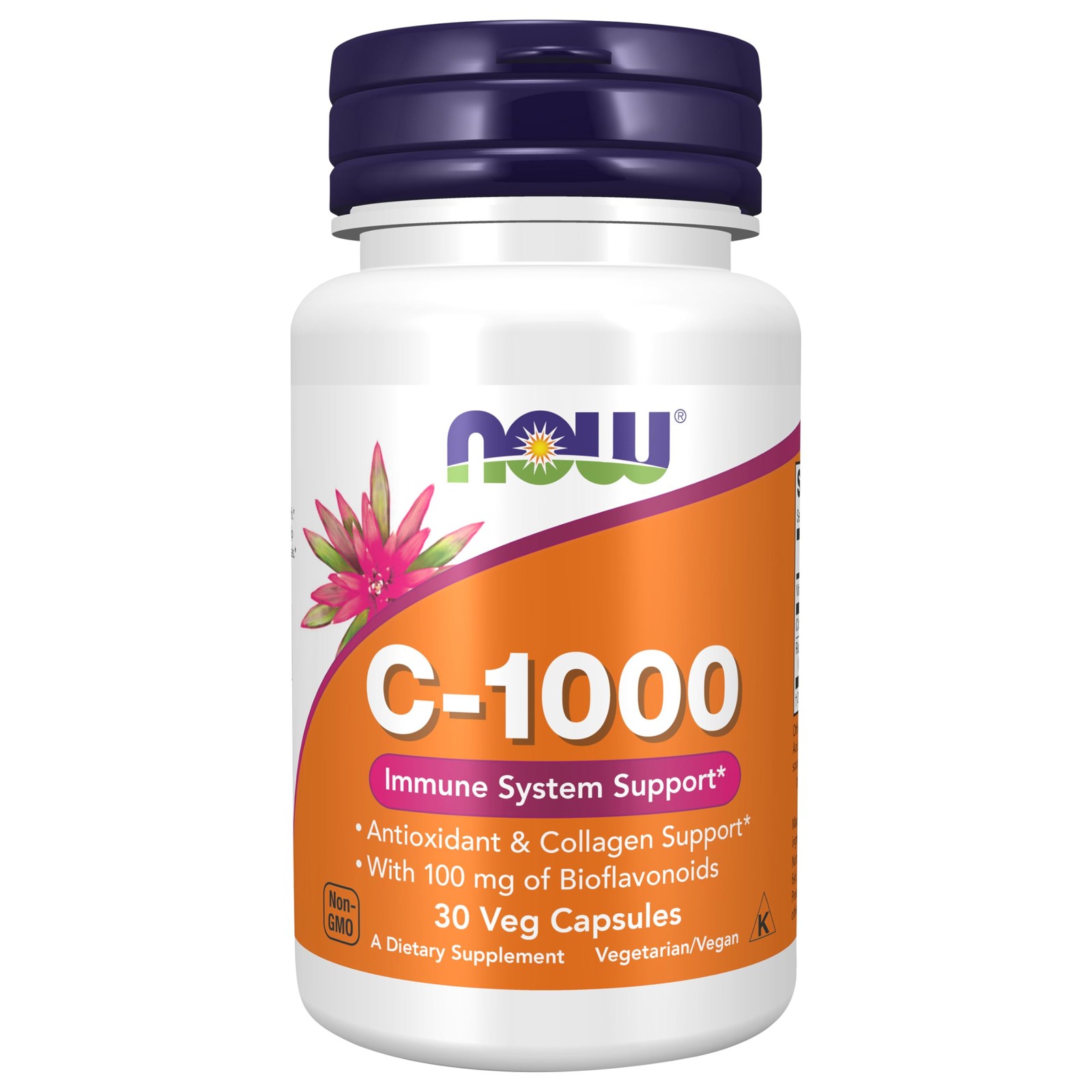 Vitamin C 1000mg Rose Hips Bioflavonoids 30 Veg Capsules Now Foods C-1