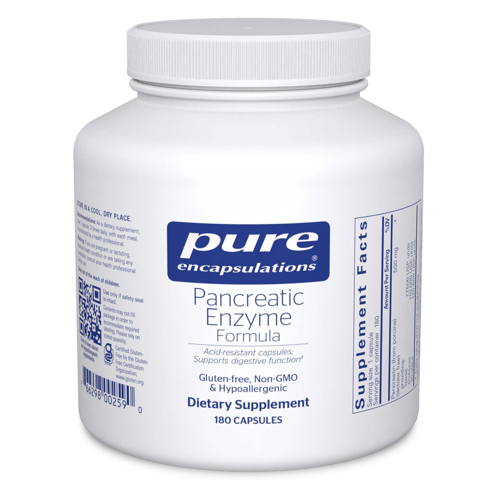 Pancreatic Enzymes Formula 180 Capsules Gut Health Pure Encapsulations Digestive