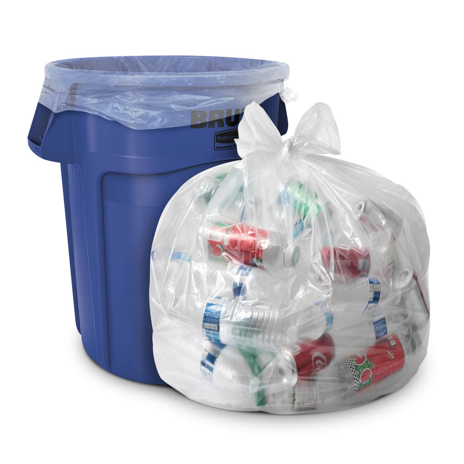 Aluf Plastics 33 Gallon Clear Trash Bags – 33″ x 20 Count (Pack of 5),