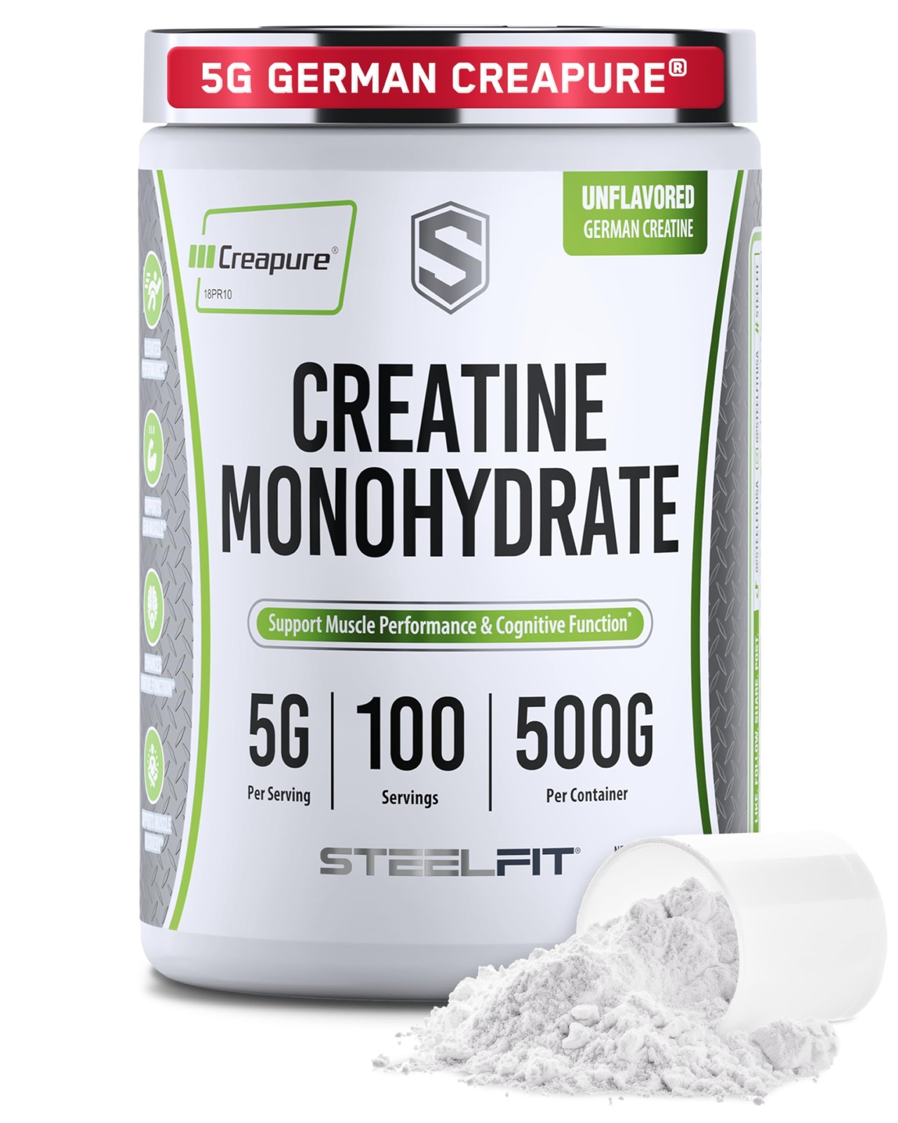 Creatine Monohydrate Powder Unflavored German Micronized SteelFit Creapure Women