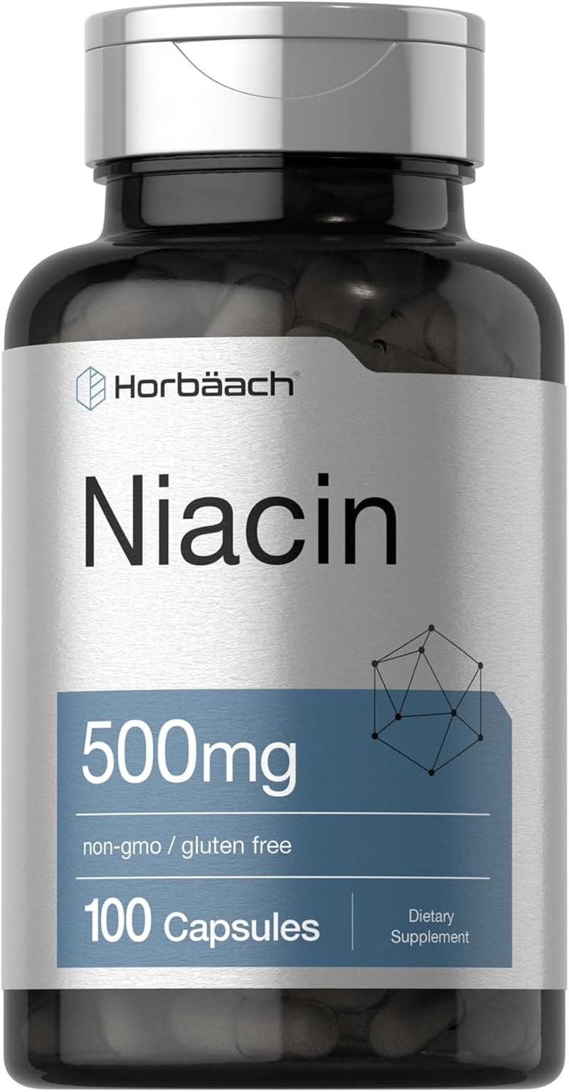 Niacina vitamina B3 500 mg 100 cápsulas con efecto rubor suplemento