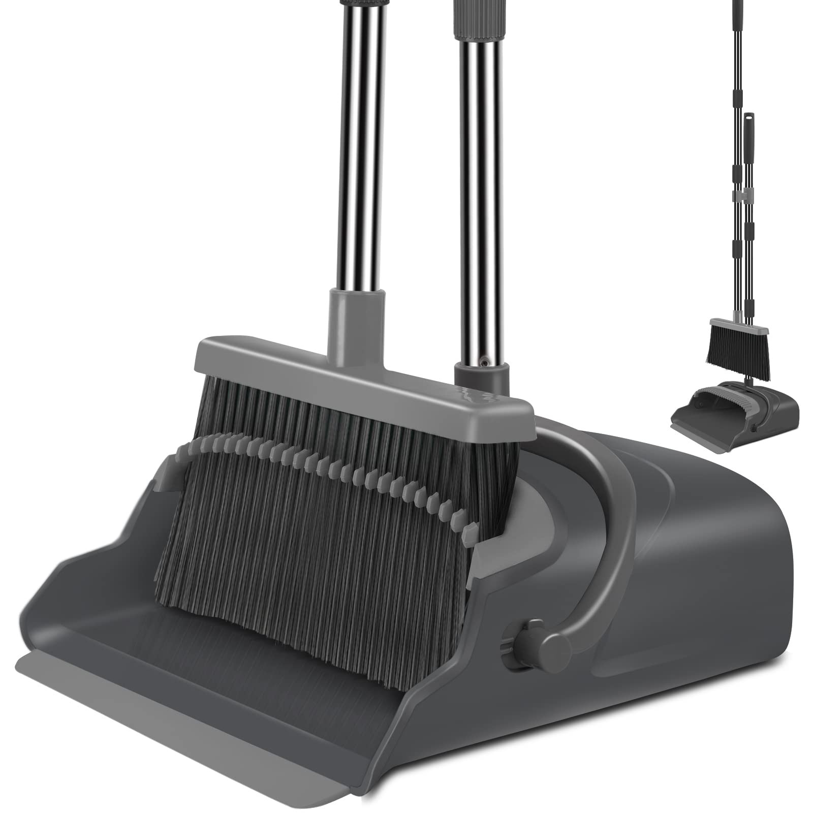 Dustpan and Set Black&Gray Broom kelamayi Home Office Indoor&Outdoor Sweeping
