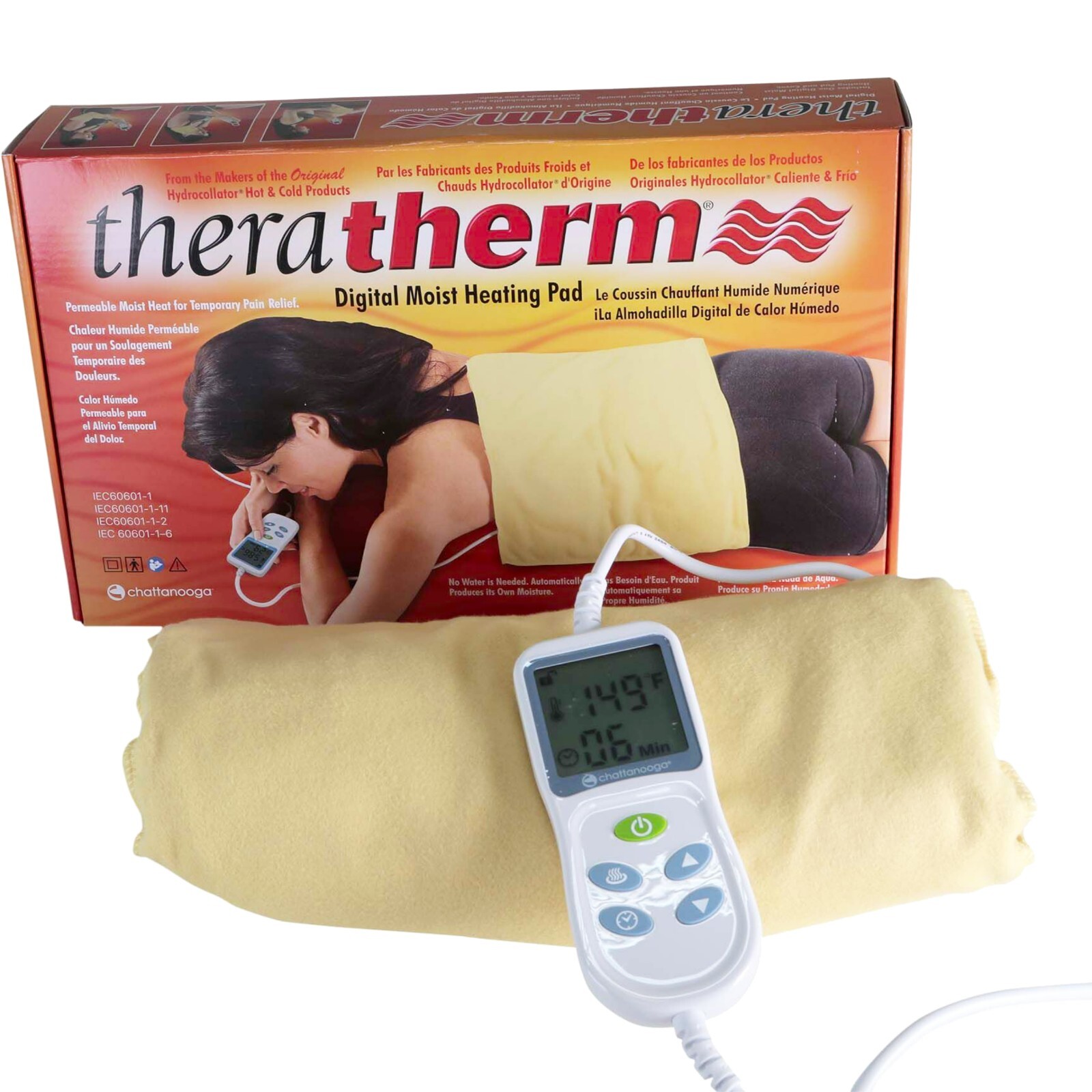 Chattanooga TheraTherm Digital Moist Heating Pad, 14″ x 27″ (Yellow)