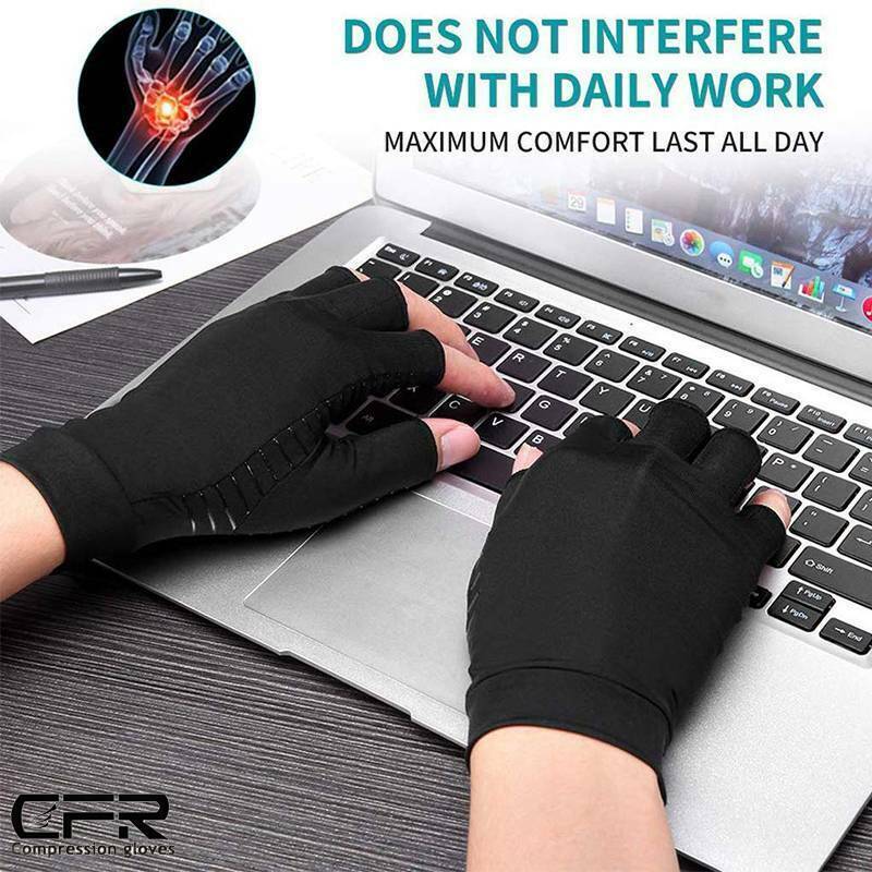 Copper Compression Arthritis Gloves Fit Carpal Tunnel Joint Pain Circulation NEW