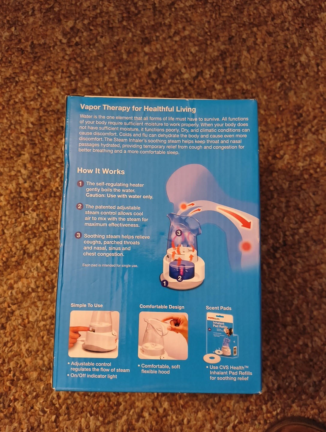CVS Health Steam Inhaler Electric Variable Steam Control White Blue Easy to Use