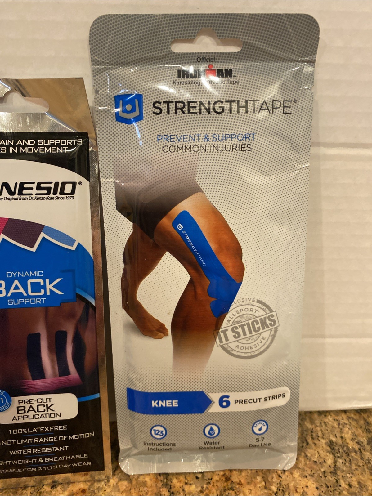 3 Pack Strength Tape Back + Neck, Knee Kinesiology Taping Kits 3 Pre-Cut Kits