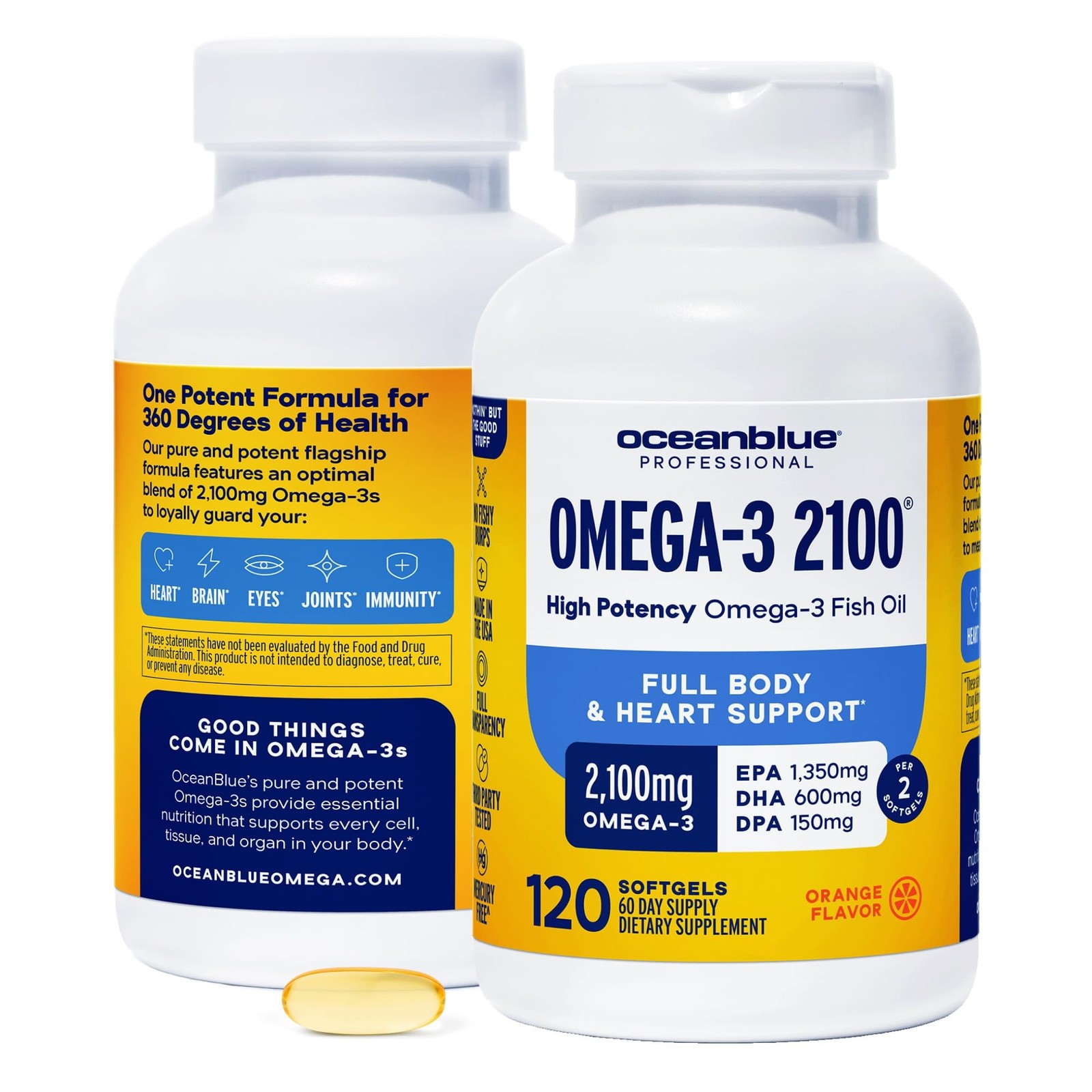 Omega 3 2100 Triple Strength Fish Oil 120 Softgels Pack of 2 Oceanblue